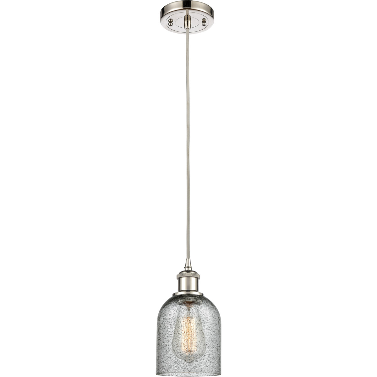 Ballston Caledonia LED 5 inch Polished Nickel Mini Pendant Ceiling Light in Charcoal Glass, Silver, Ballston
