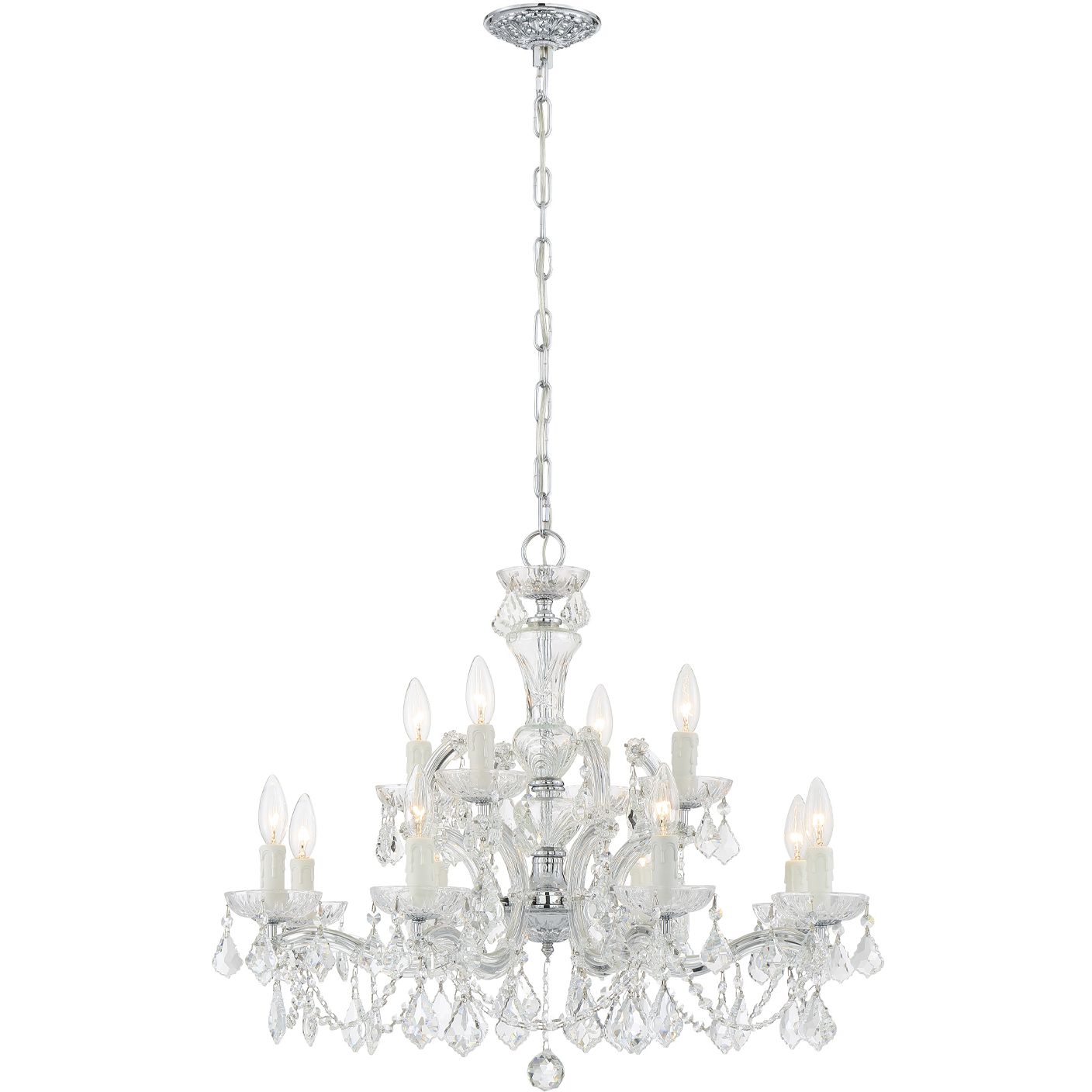 Maria Theresa 12 Light 29 inch Polished Chrome Chandelier Ceiling Light in Clear Italian