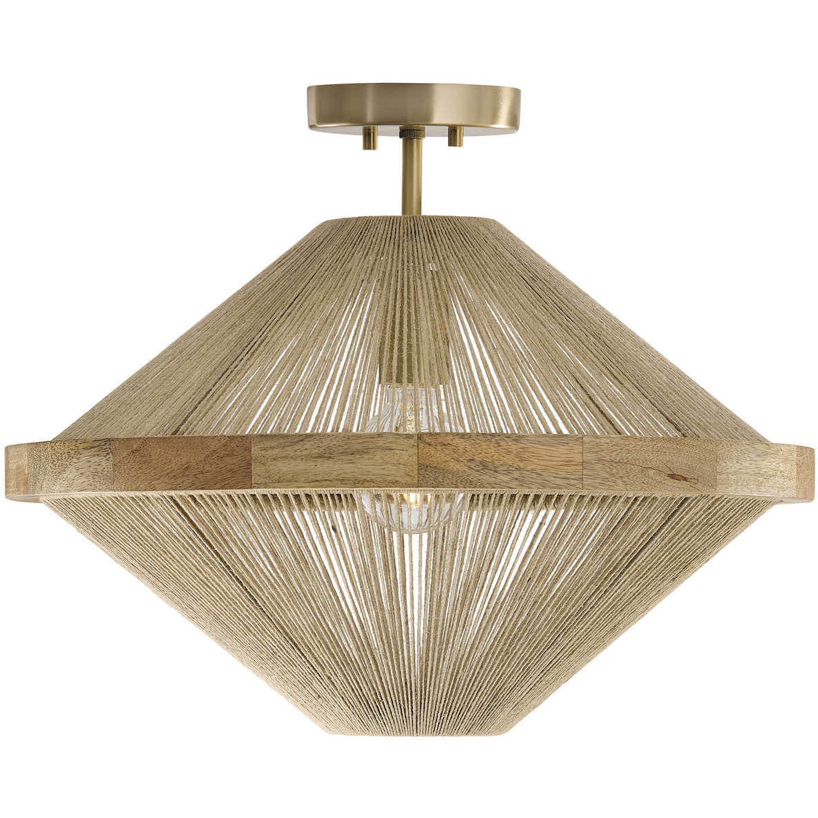 Maya 1 Light 19.75 inch Matte Brass Semi-Flush Ceiling Light, Convertible  Dual Mount