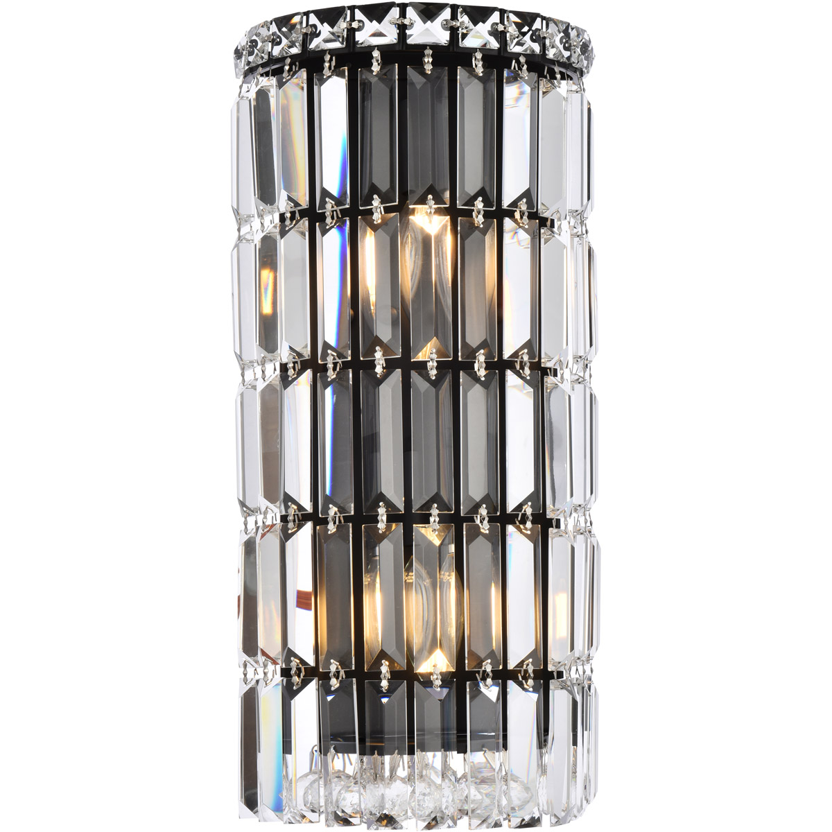 Maxime 2 Light 4 inch Black and Clear Wall Sconce Wall Light in Royal Cut