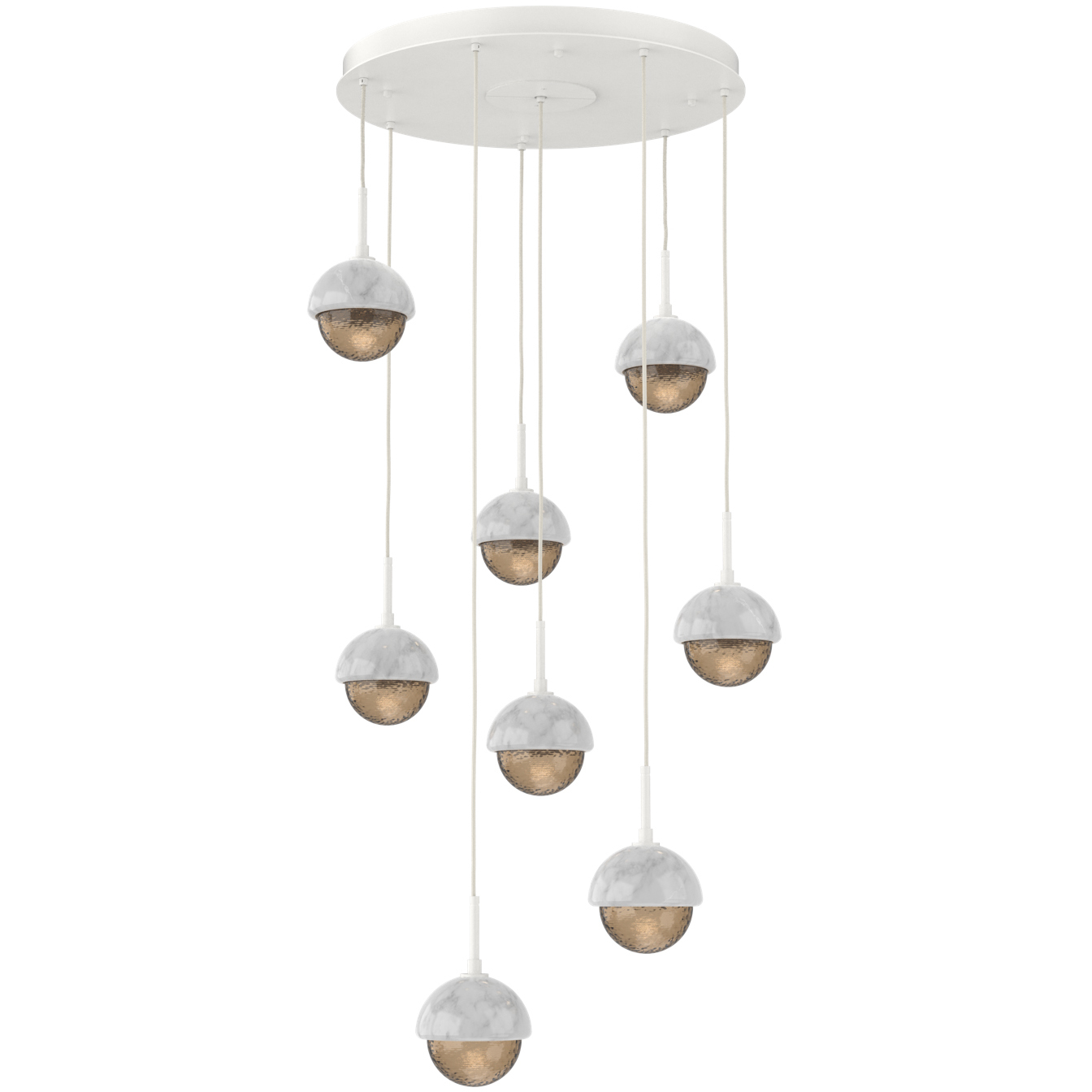 Cabochon LED 27.8 inch Salt White with White Marble Multi-Pendant Ceiling Light in 3000K LED, Bronze