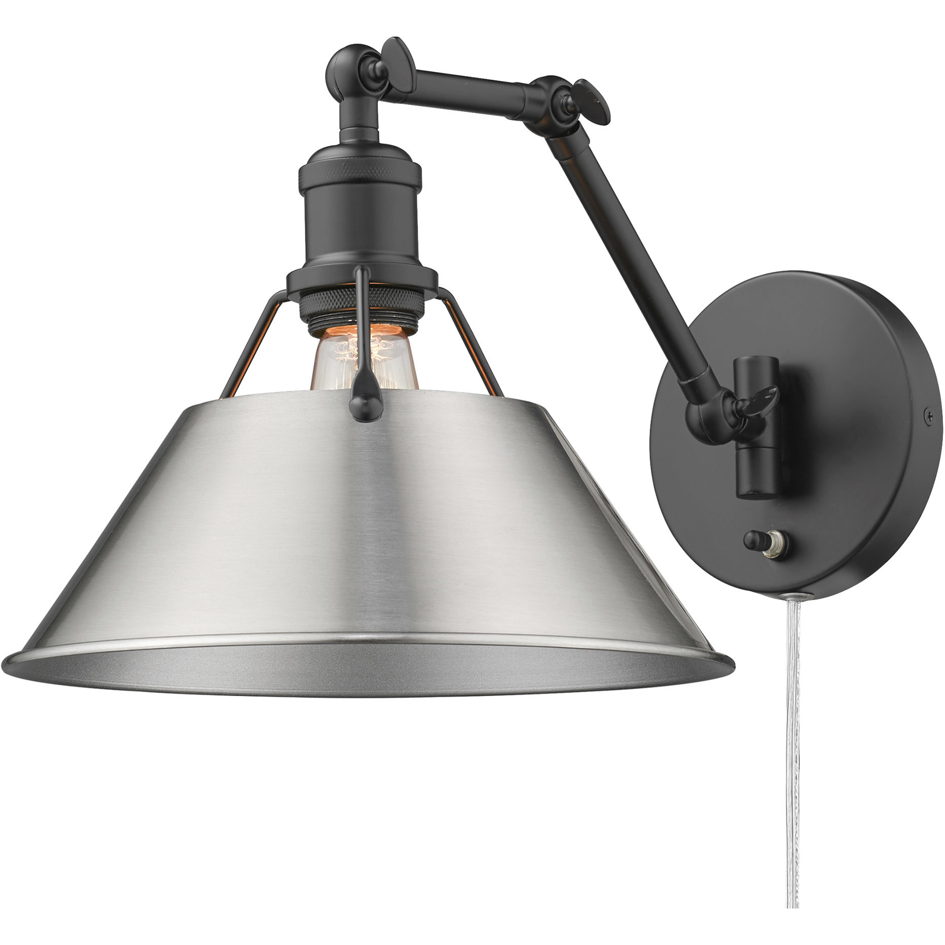 Yep Orwell 1 Light 10 inch Matte Black Swing Arm Wall Lamp Wall Light in Pewter, Adjustable