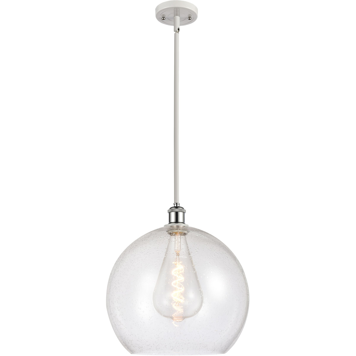 Ballston Athens LED 13.75 inch White and Polished Chrome Pendant Ceiling Light in Seedy Glass
