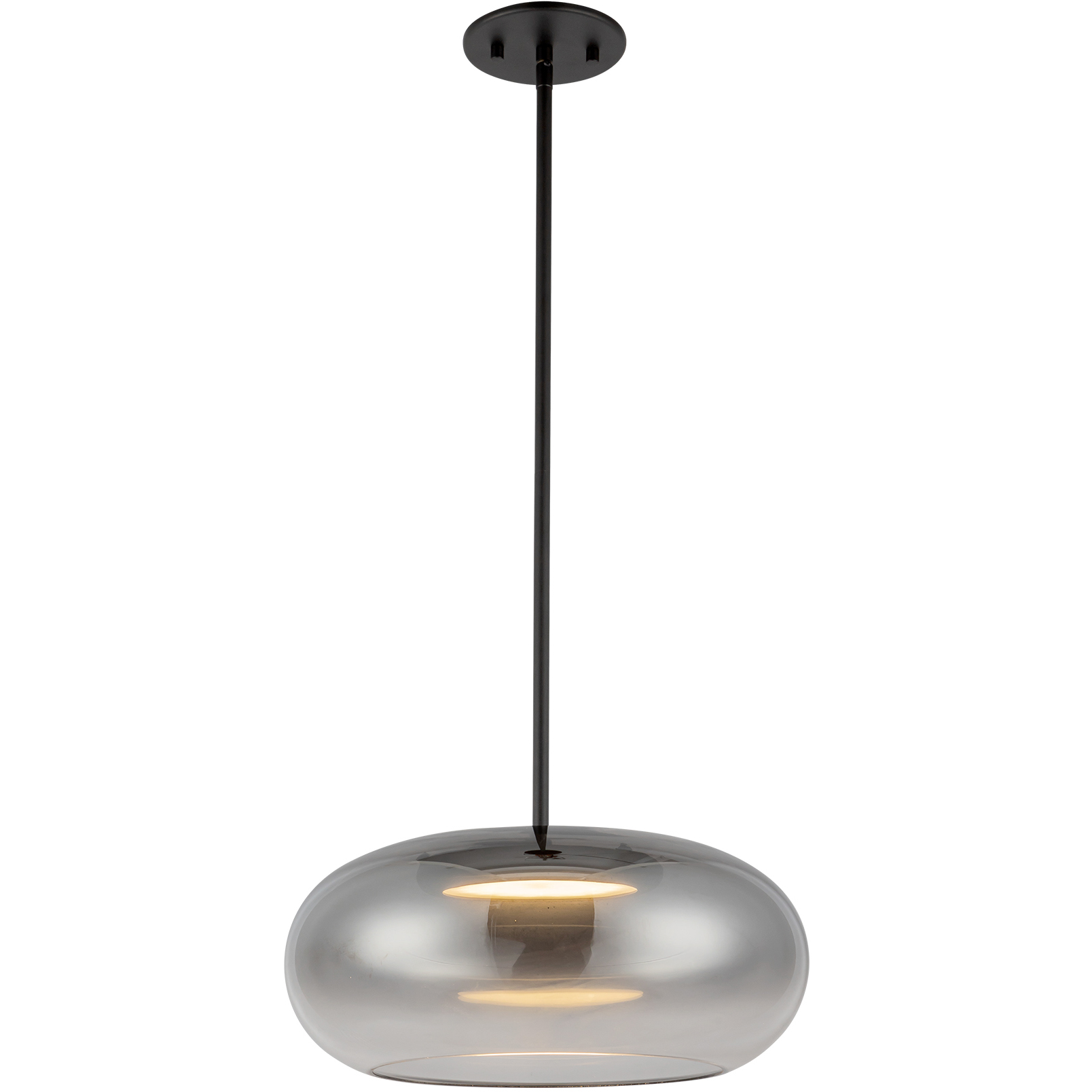 Trinity LED 14.25 inch Black Pendant Ceiling Light in Smoked Glass