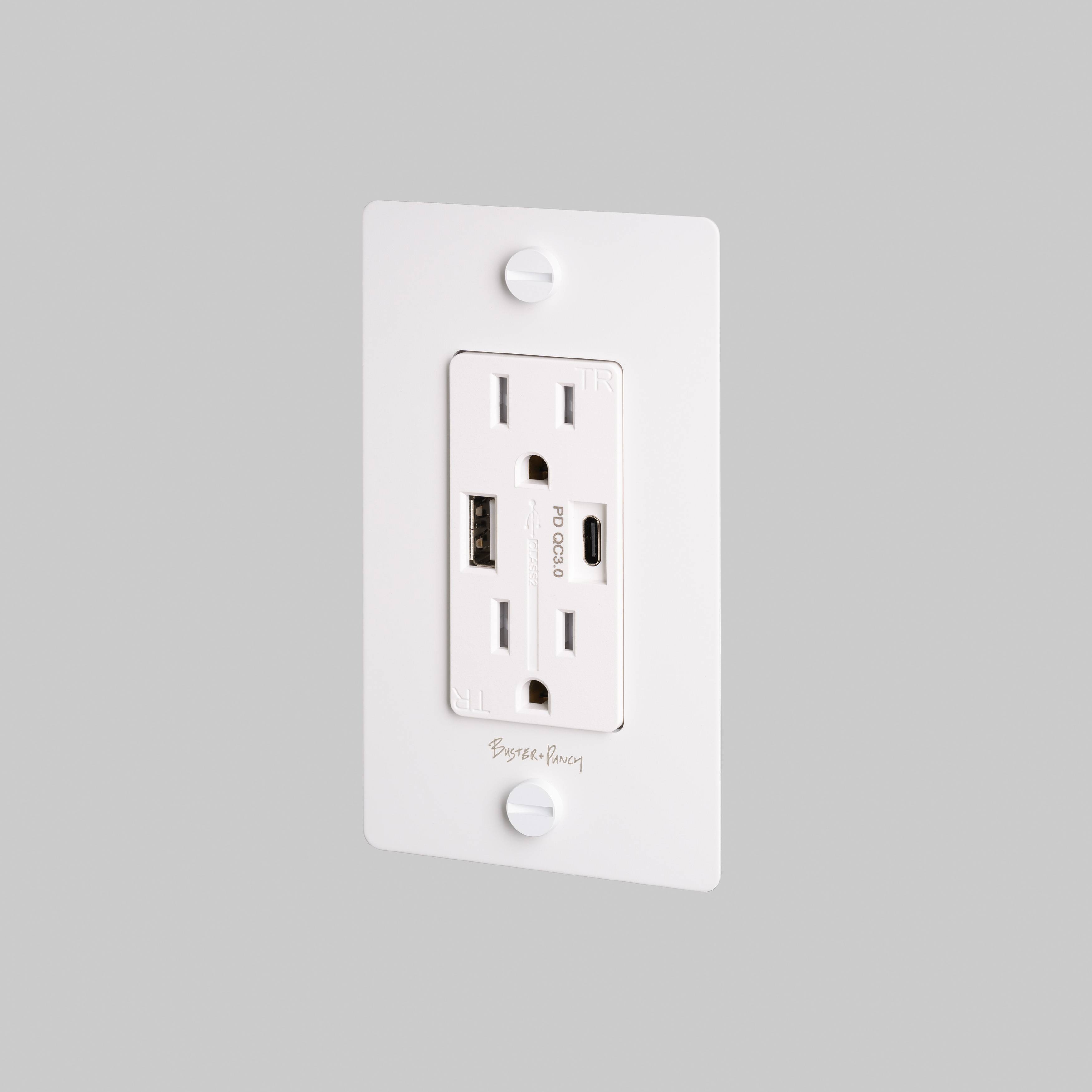 1G Duplex 125 White Outlet, USB A + C