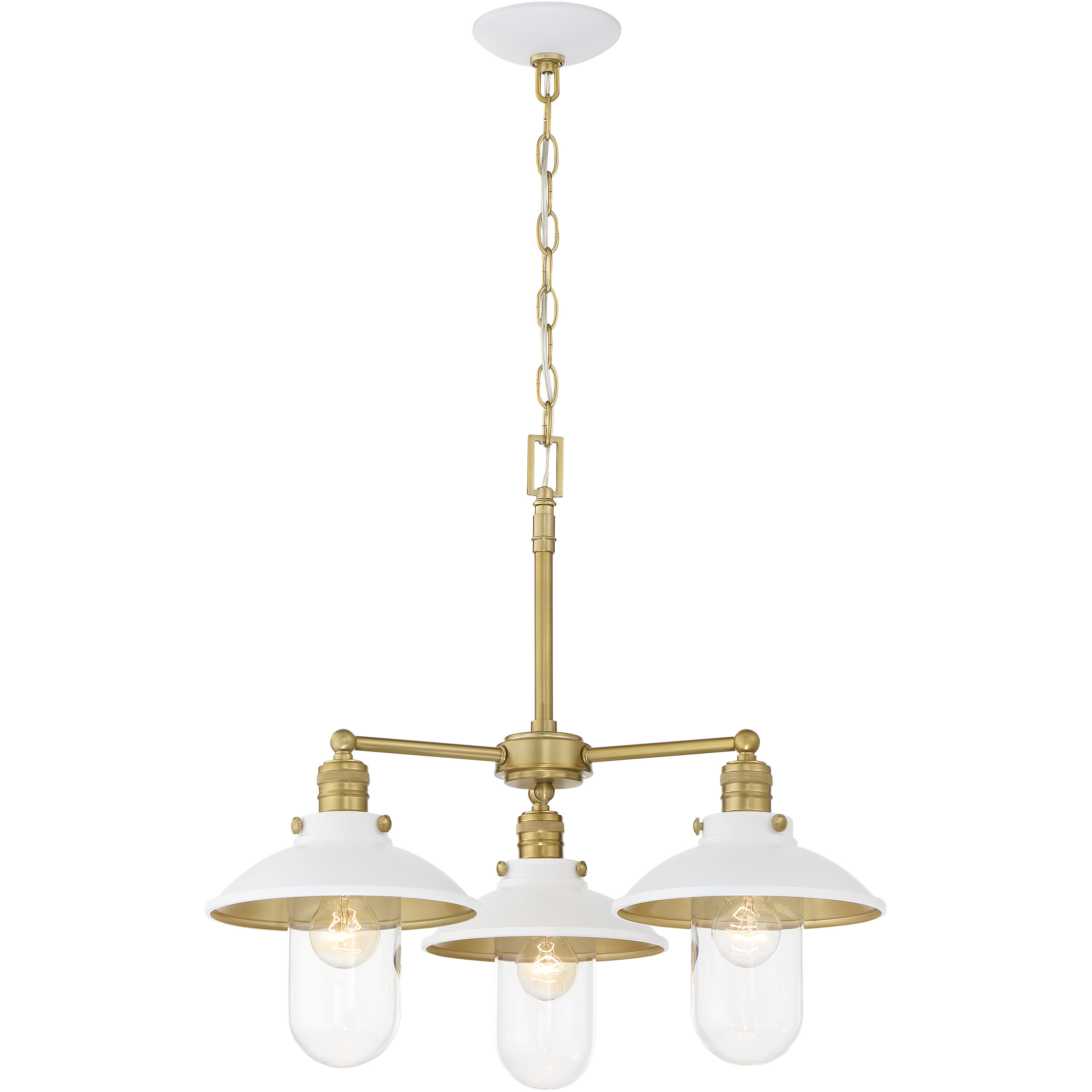 Downtown Edison 3 Light 28 inch White/Soft Brass Chandelier Ceiling Light