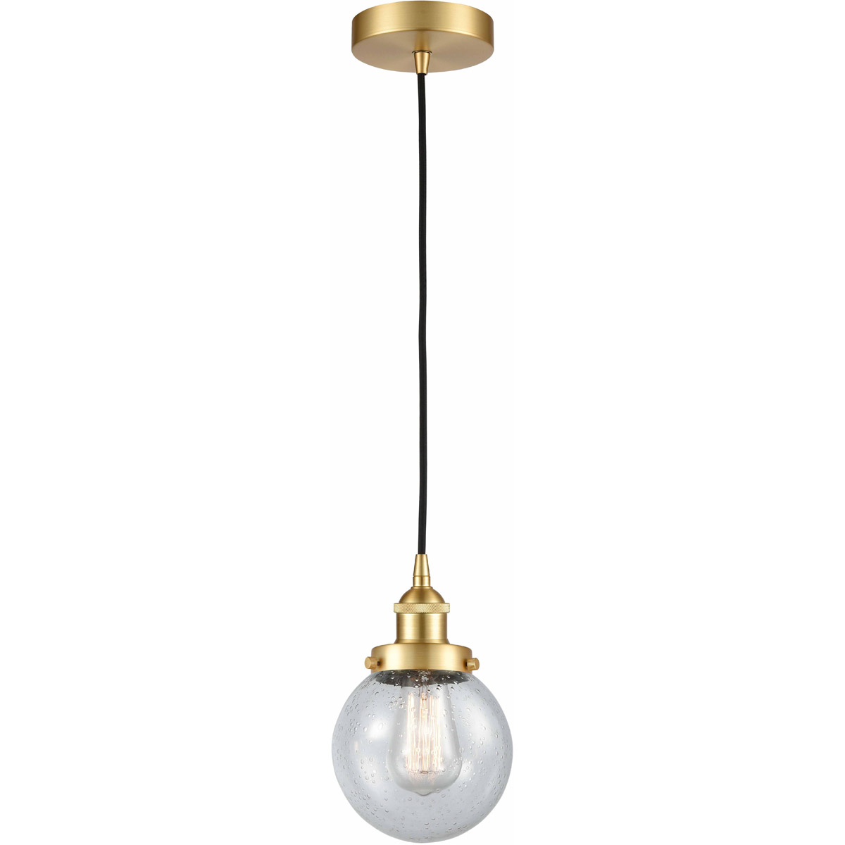 Edison Beacon 1 Light 6 inch Satin Gold Mini Pendant Ceiling Light