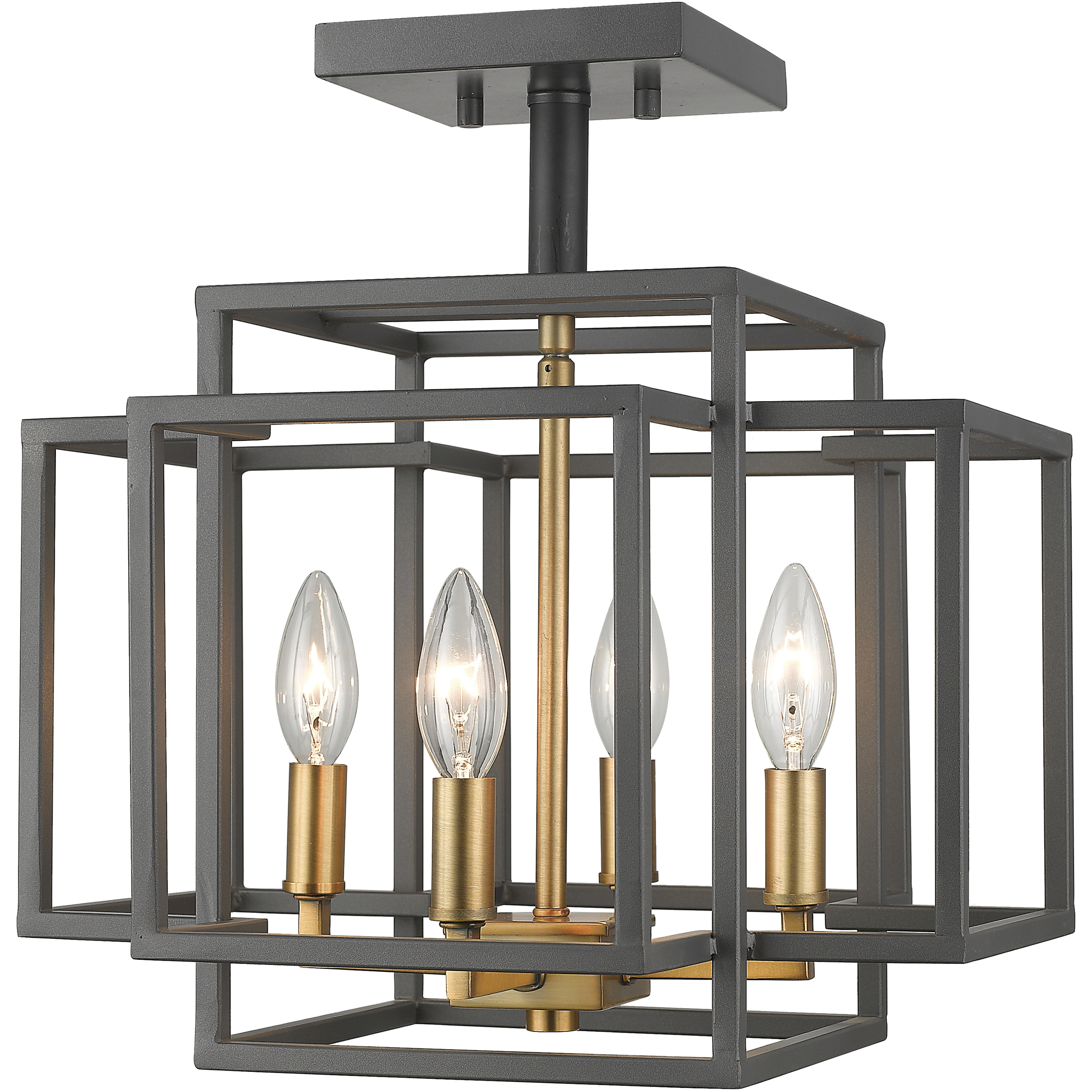 Titania 4 Light 14 inch Bronze and Olde Brass Semi Flush Mount Ceiling Light