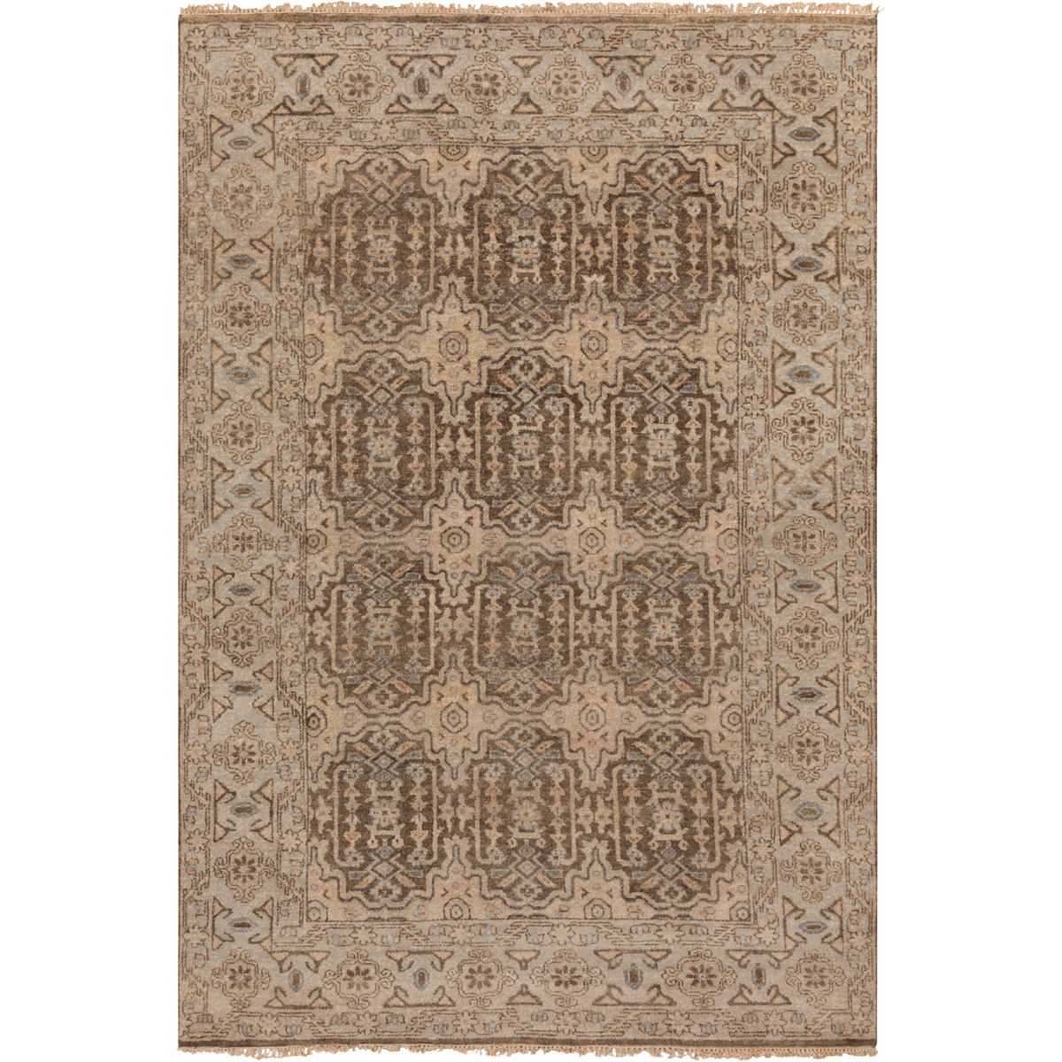 Cheshire 36 X 24 inch Charcoal, Light Gray, Khaki, Bright Blue Rug