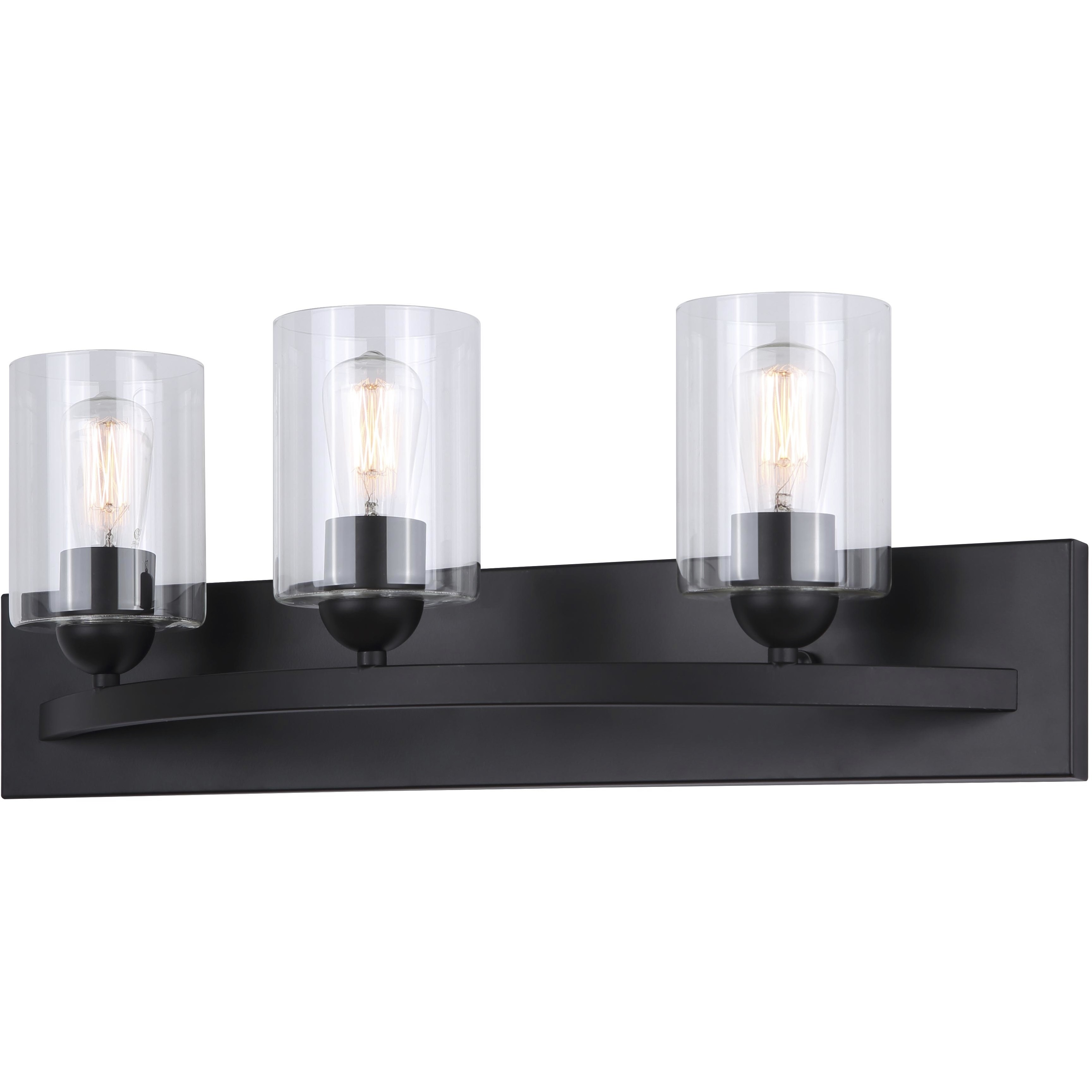 Hampton 3 Light 24 inch Matte Black Vanity Light Wall Light