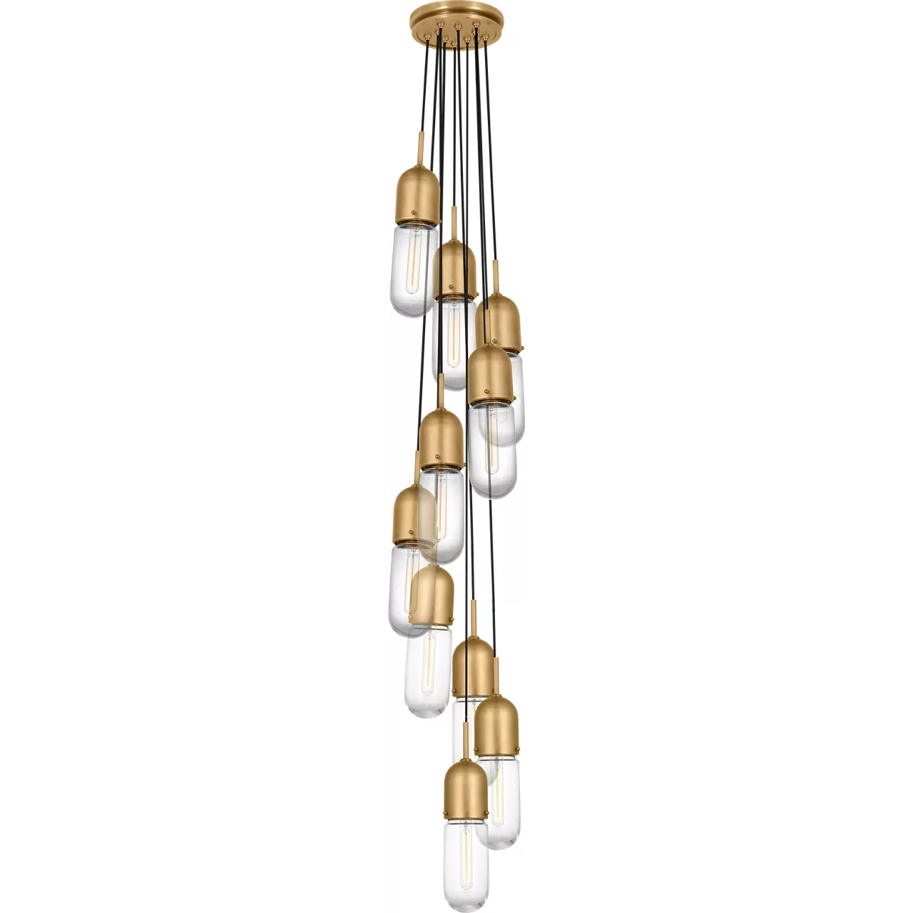 Thomas O'Brien Junio LED 9.5 inch Hand-Rubbed Antique Brass Pendant Ceiling Light in Clear Glass