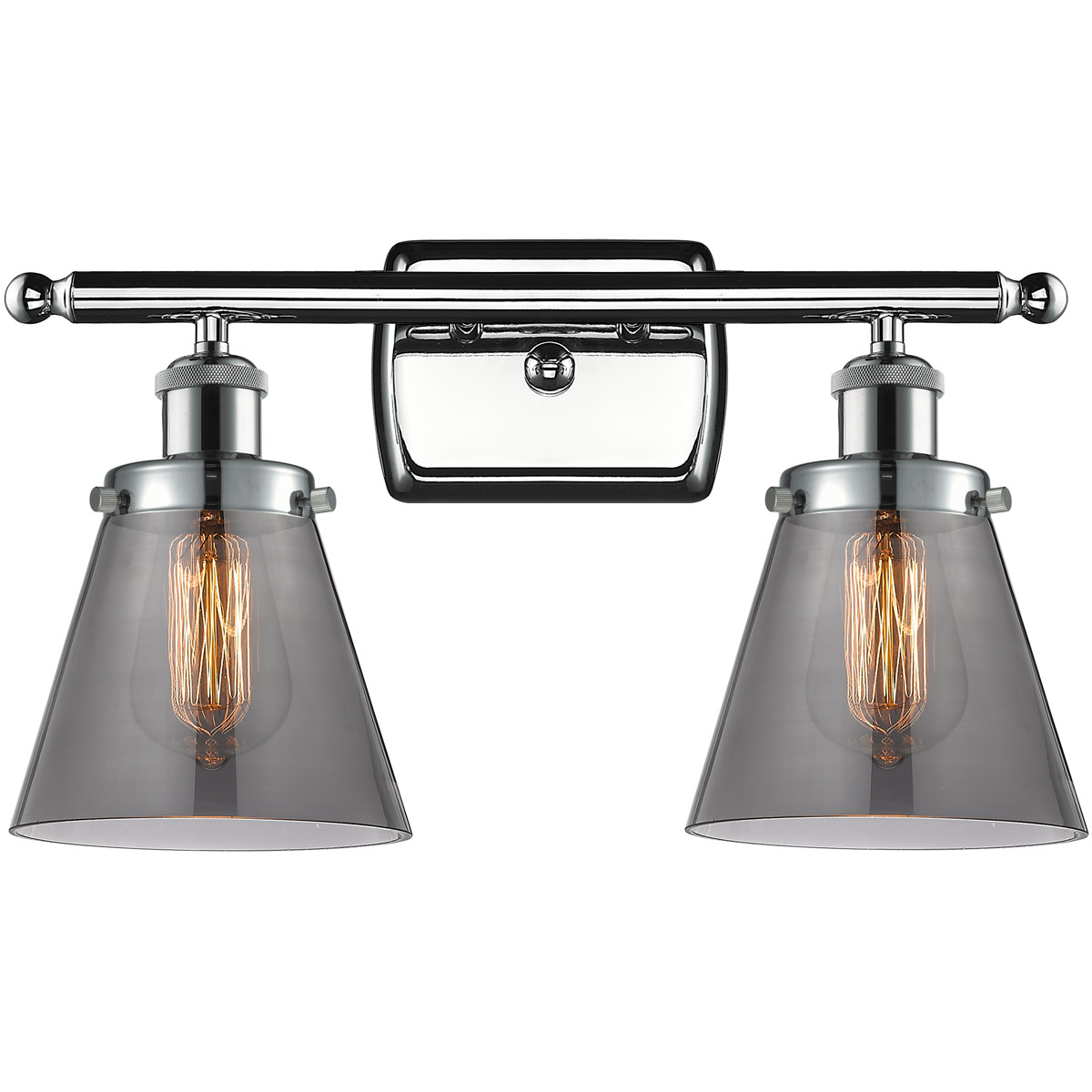 Ballston Small Cone LED 16 inch Polished Chrome Bath Vanity Light Wall Light in Plated Smoke Glass, Ballston