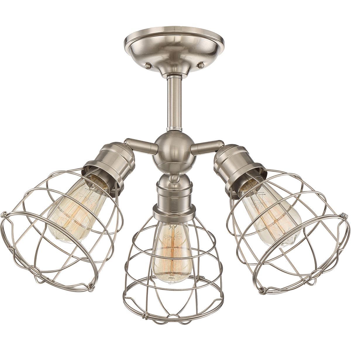 Scout 3 Light 23 inch Satin Nickel Semi-Flush Ceiling Light, Adjustable