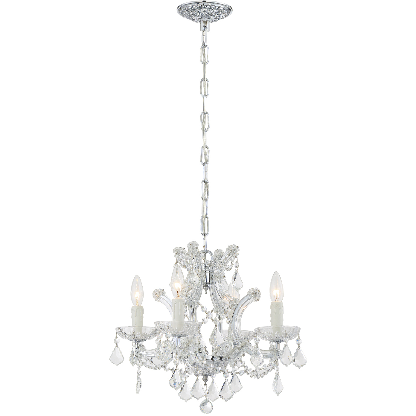 Maria Theresa 4 Light 16.5 inch Polished Chrome Mini Chandelier Ceiling Light in Clear Hand Cut
