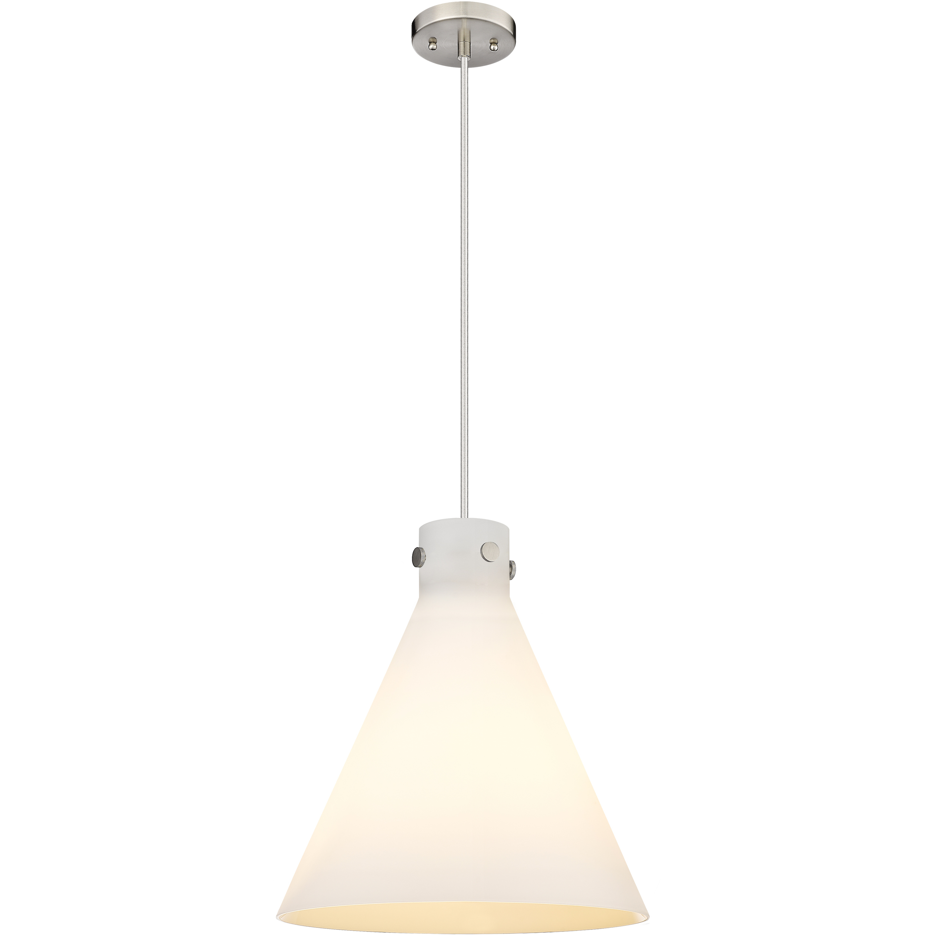 Newton Cone 3 Light 14 inch Satin Nickel Pendant Ceiling Light in Cased Matte White Glass