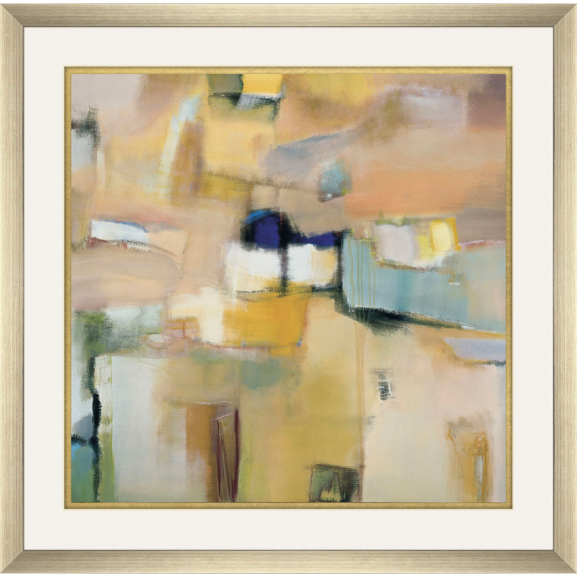 Lazy Afternoon Yellow and Blue and Green and Multi Framed Art