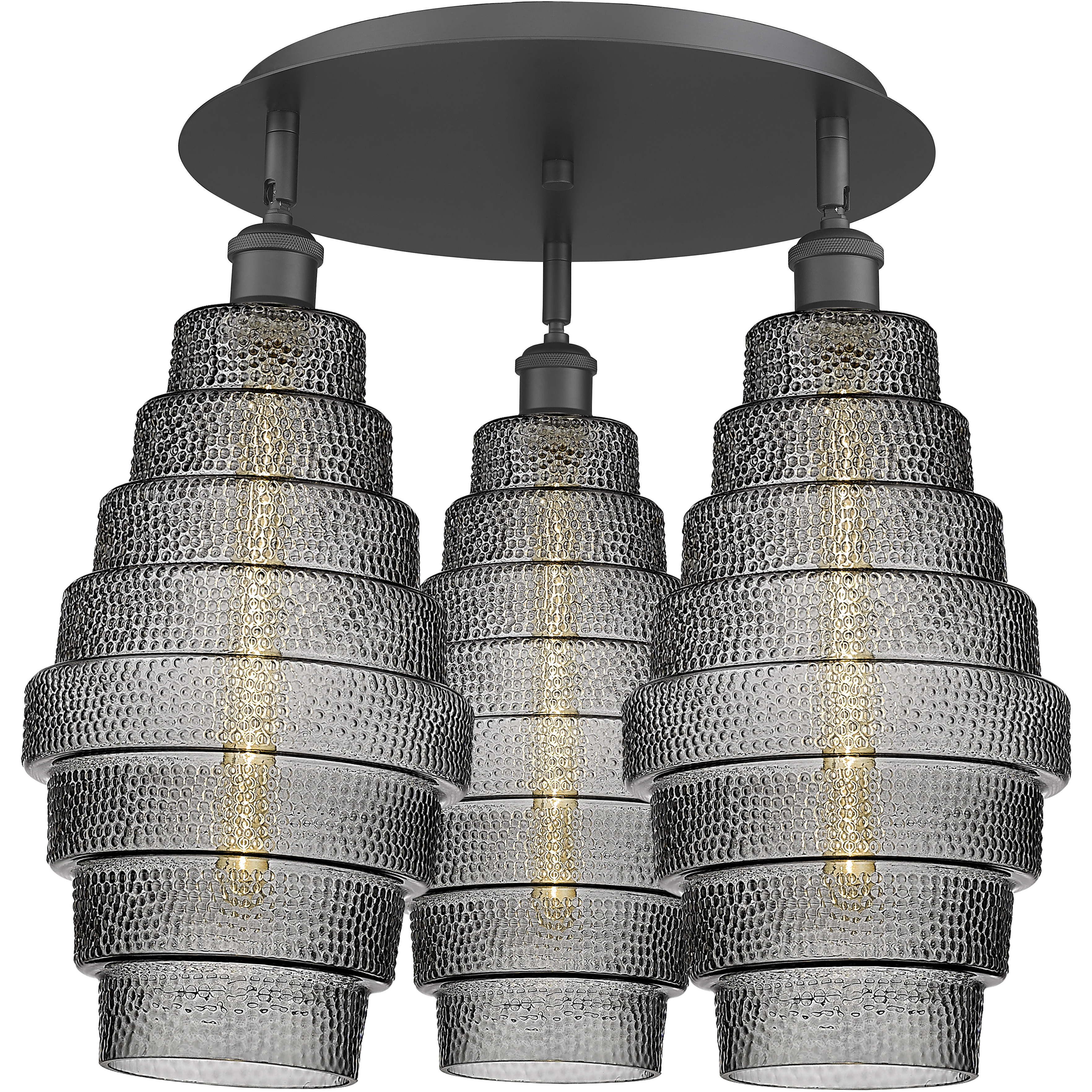 Cascade 3 Light 19.75 inch Matte Black Flush Mount Ceiling Light in Smoked