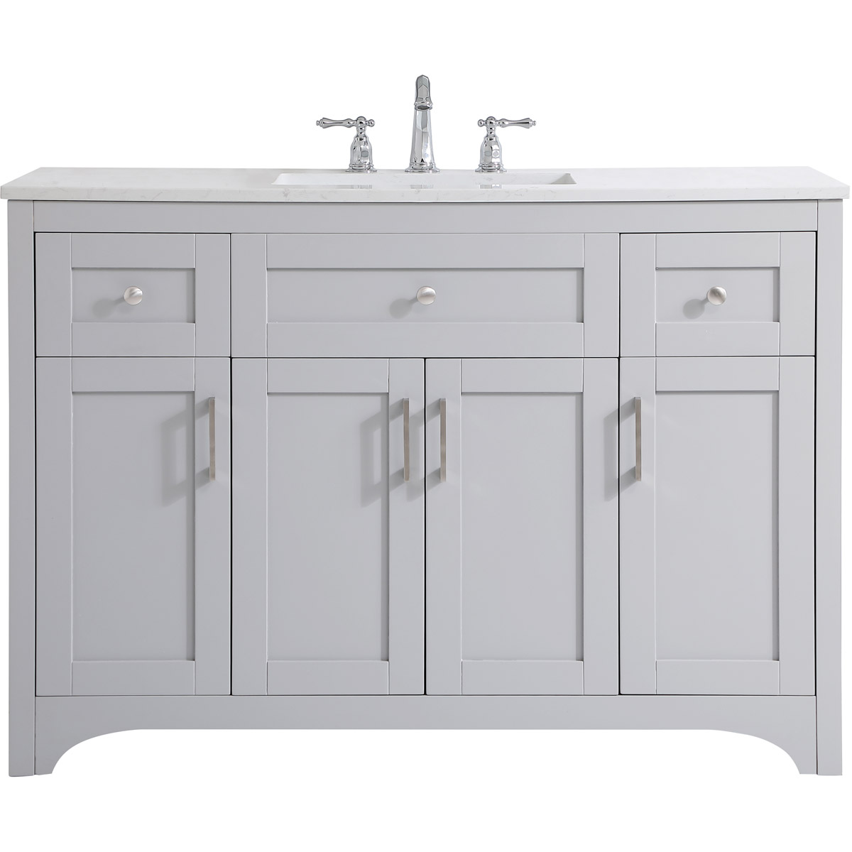 Moore 48 X 22 X 34 inch Grey and Brushed Nickel with Calacatta Quartz Vanity Sink Set in Gray