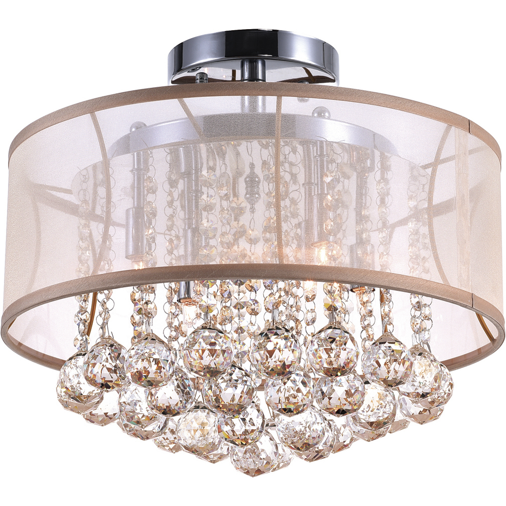 Radiant 6 Light 16 inch Chrome Drum Shade Flush Mount Ceiling Light in Gold
