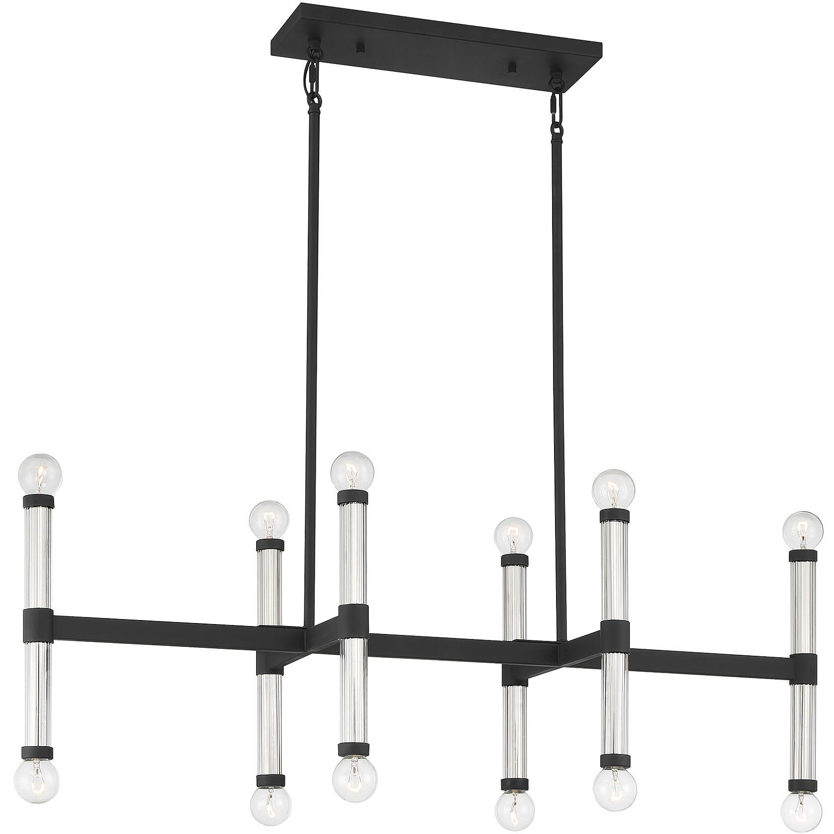 Kingsburg 12 Light 38 inch Matte Black Linear Chandelier Ceiling Light