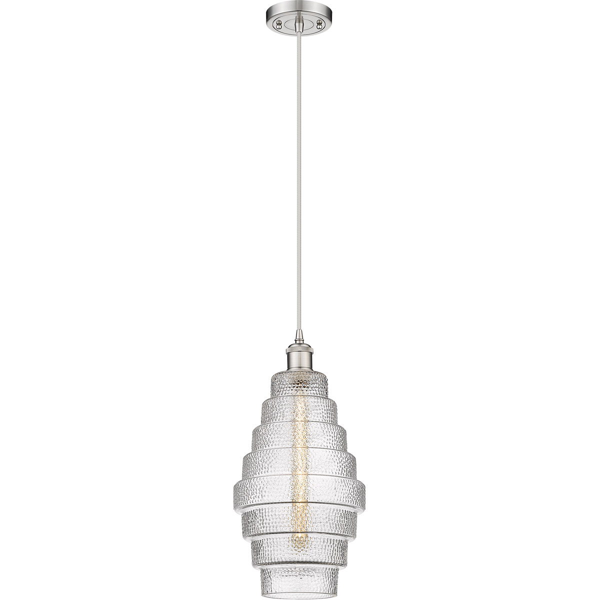 Ballston Cascade LED 8.25 inch Brushed Satin Nickel Mini Pendant Ceiling Light in Clear Glass