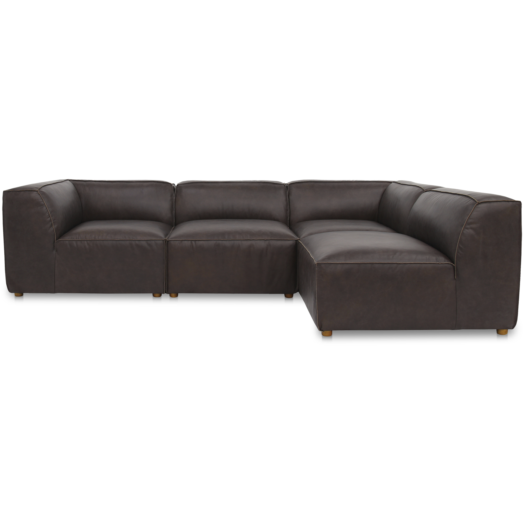 Form XQ Espresso Brown Leather Modular Sectional, Signature