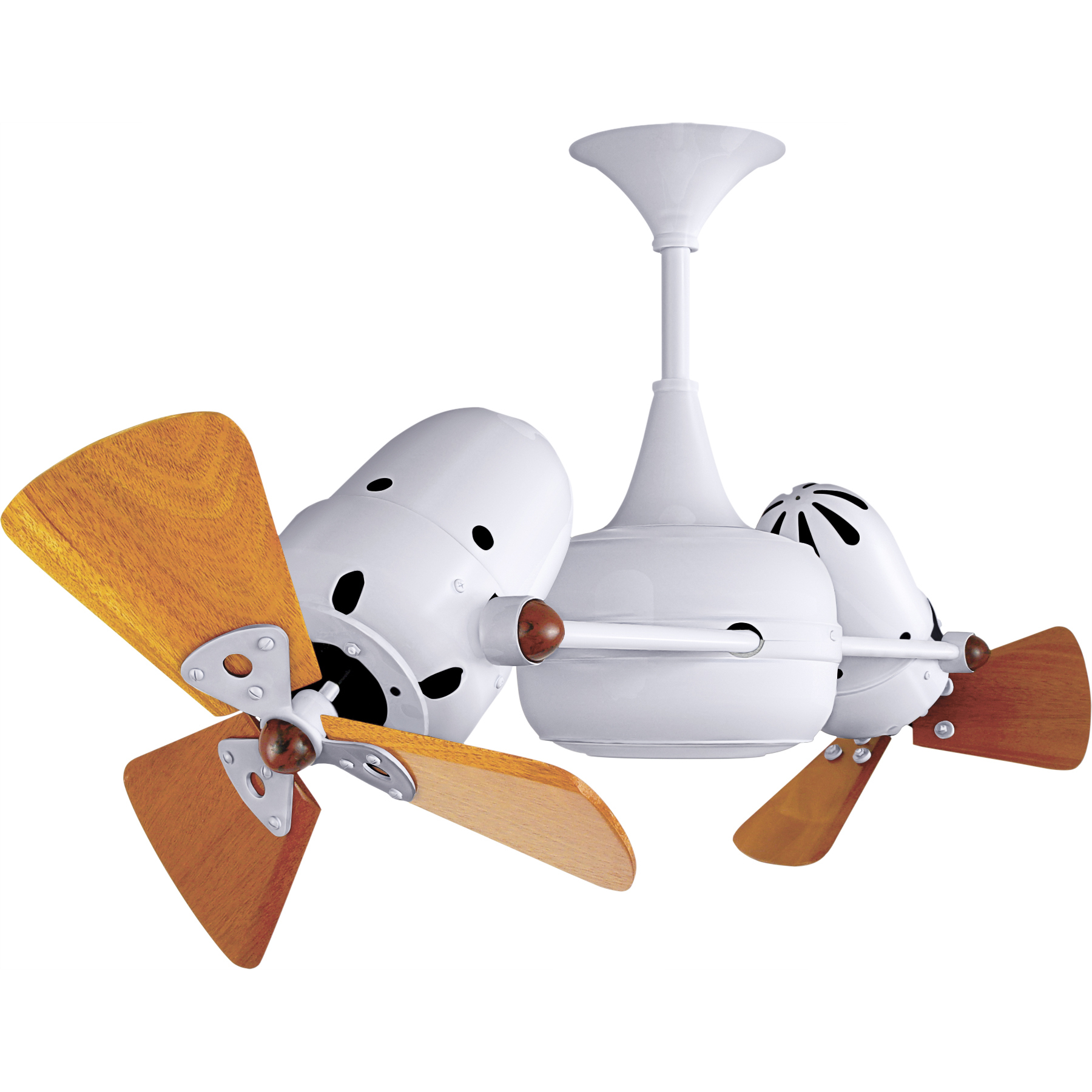 Matthews Gerbar Duplo-Dinamico 16 inch Gloss White with Solid Mahogany Wood Blades Rotational Ceiling Fan