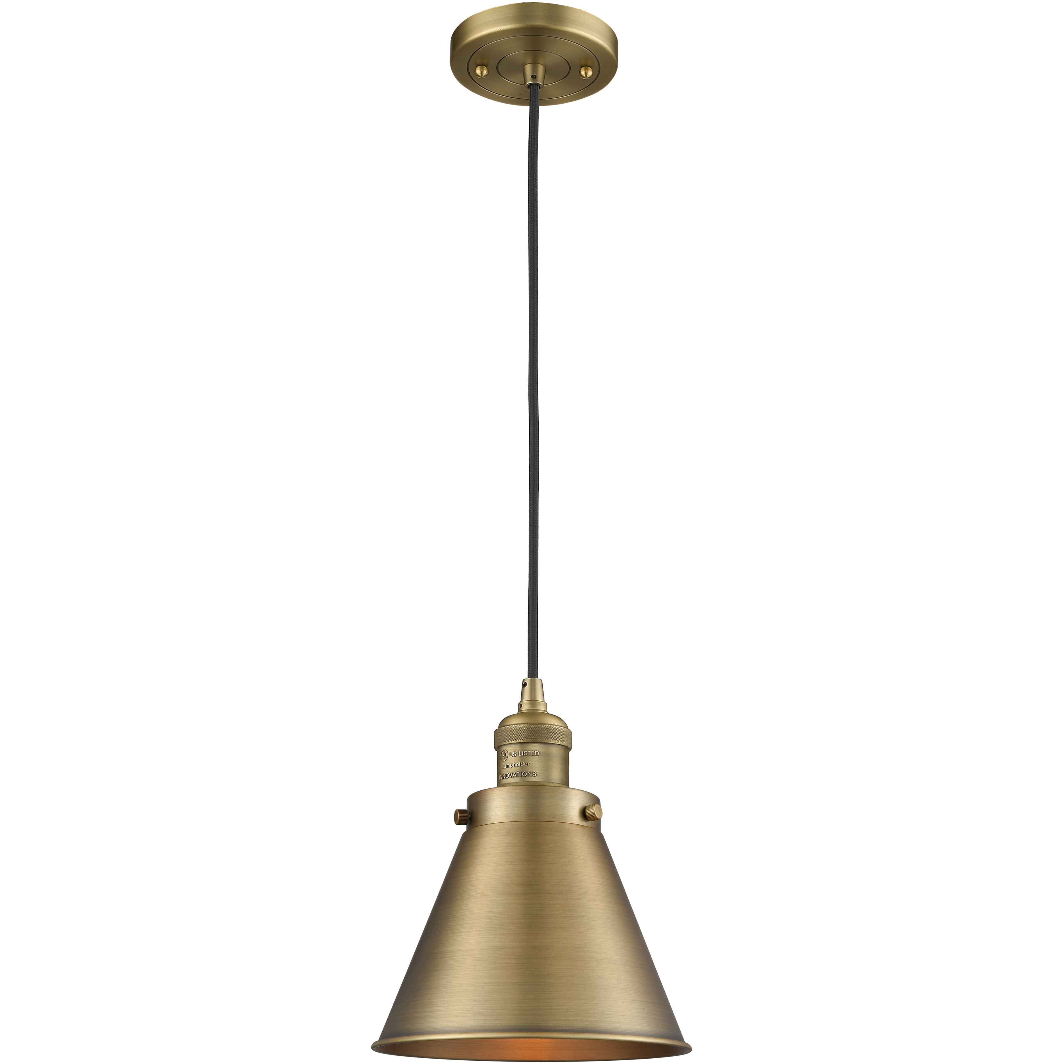 Franklin Restoration Appalachian 1 Light 8 inch Brushed Brass Mini Pendant Ceiling Light in Incandescent, Franklin Restoration