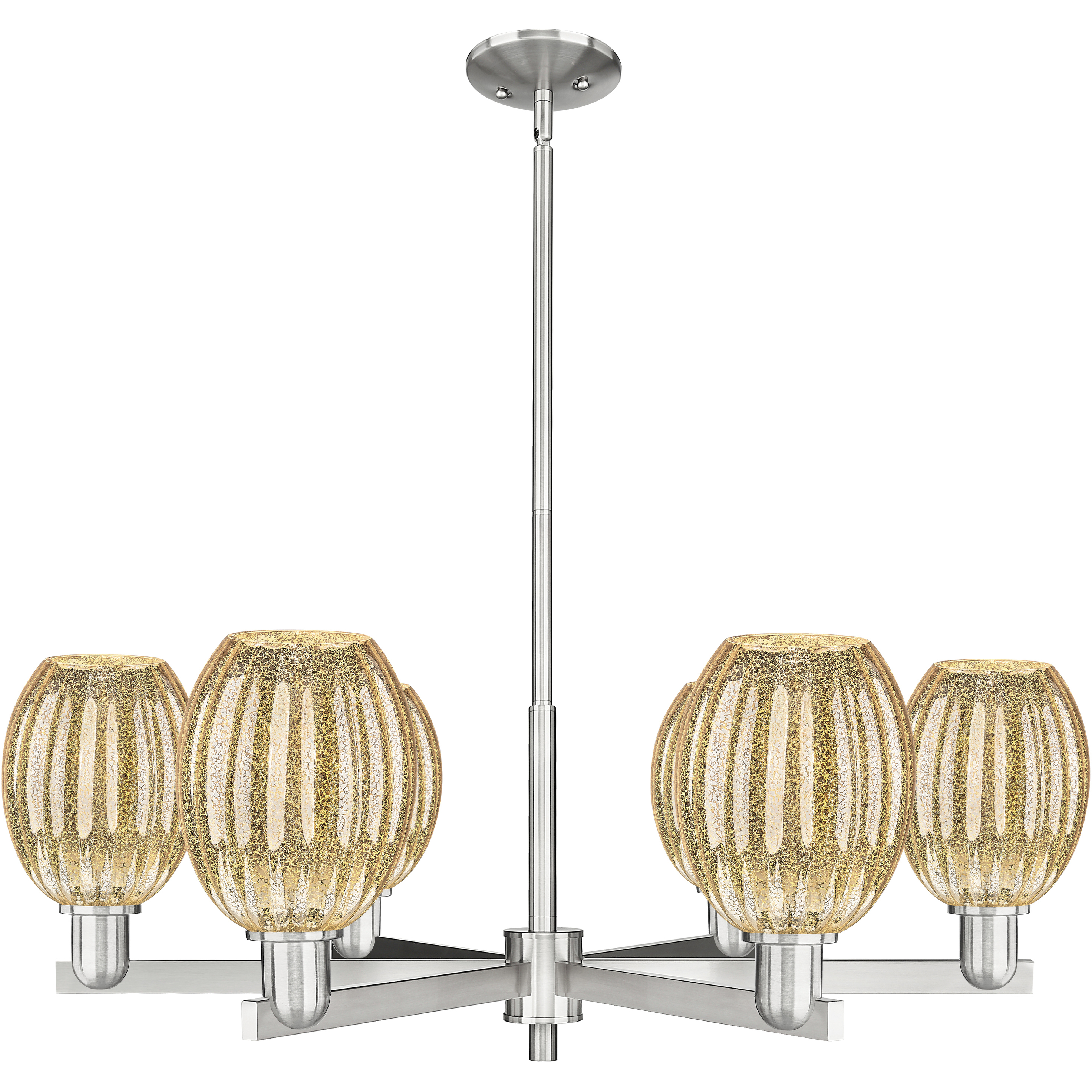 Preston 6 Light 23.88 inch Satin Nickel Chandelier Ceiling Light in Mercury Glass