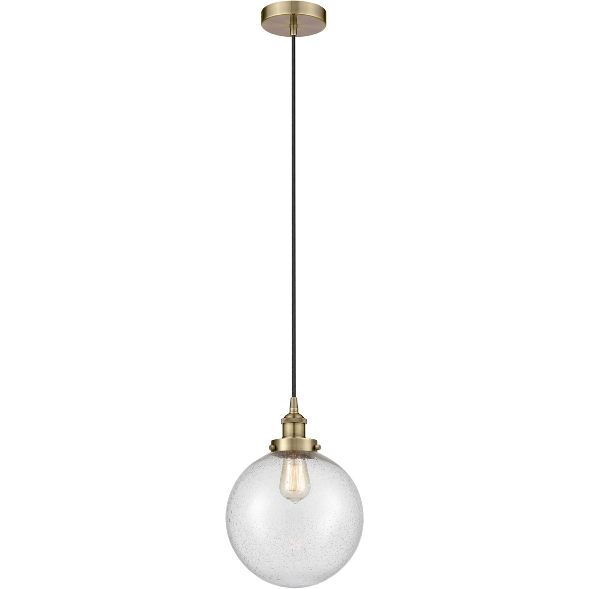 Edison Beacon LED 10 inch Antique Brass Mini Pendant Ceiling Light