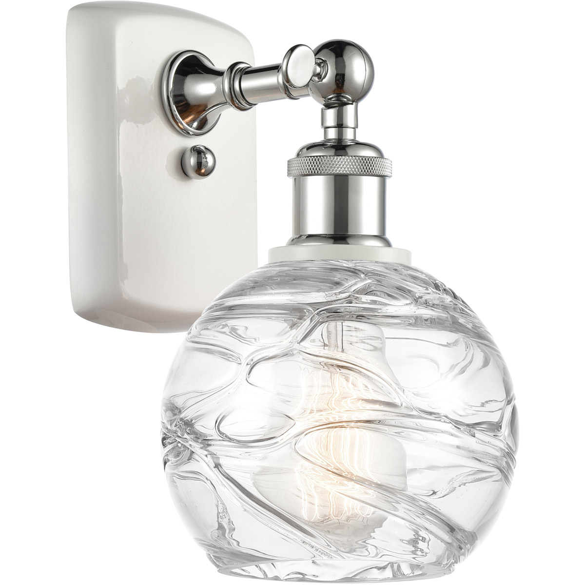 Ballston Small Deco Swirl LED 6 inch White and Polished Chrome Sconce Wall Light, Ballston