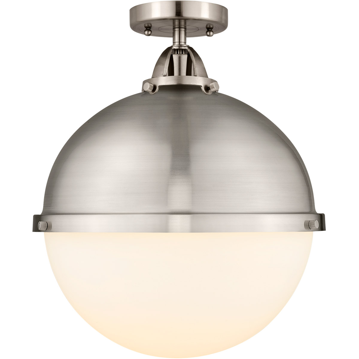 Nouveau 2 Hampden LED 12.88 inch Brushed Brass Semi-Flush Mount Ceiling Light in Clear Glass