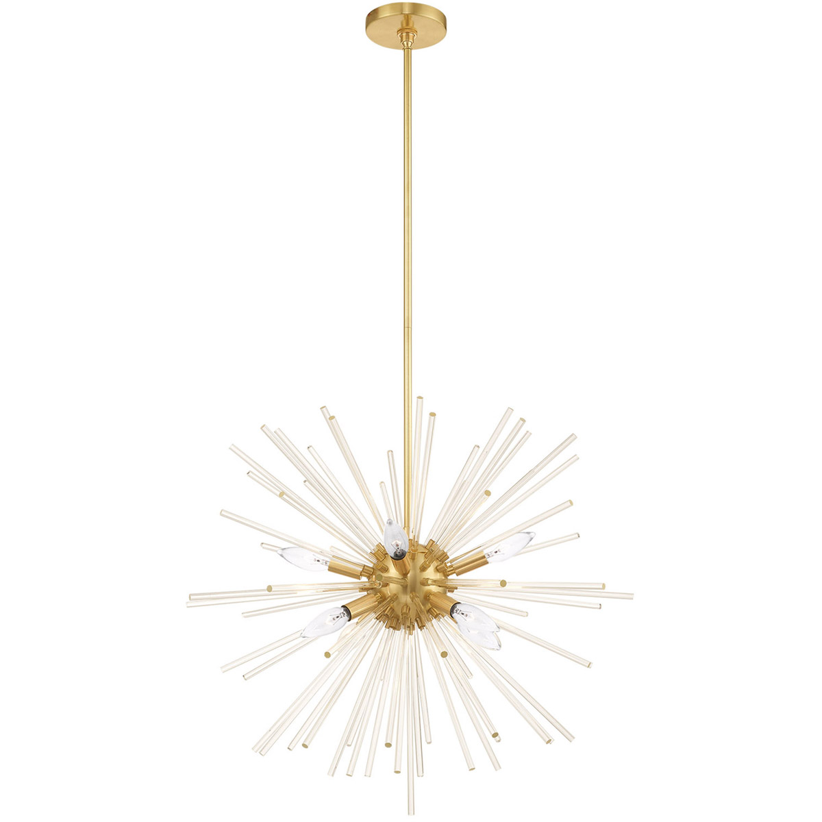 Utopia 8 Light 25.75 inch Satin Brass Pendant Chandelier Ceiling Light