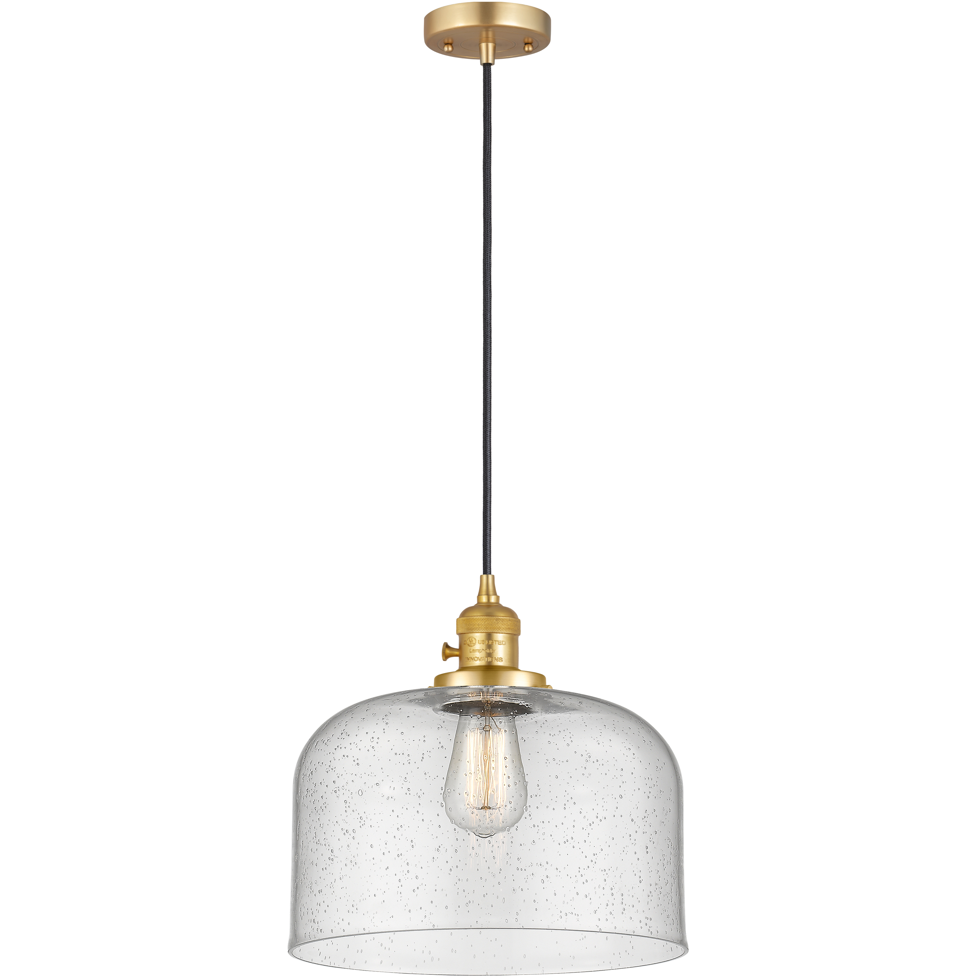 Franklin Restoration Bell 1 Light 12 inch Satin Gold Mini Pendant Ceiling Light in Incandescent, Seedy