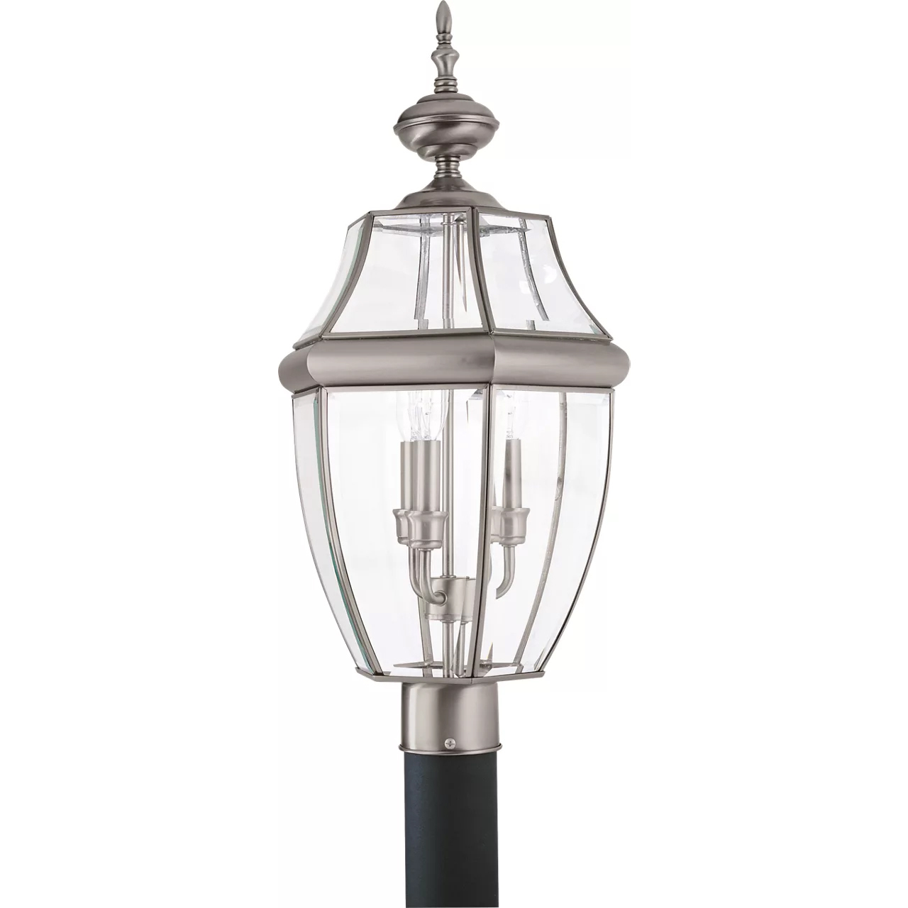 Lancaster 3 Light 24 inch Antique Brushed Nickel Outdoor Post Lantern