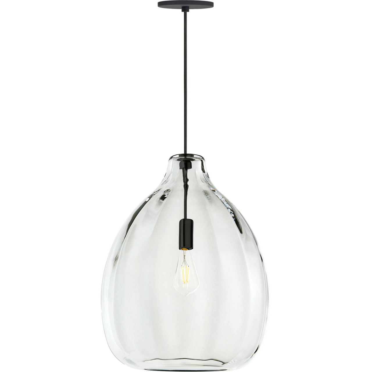 Harper LED 16 inch Black Pendant Ceiling Light in LED 90 CRI 2700K, Clear Glass
