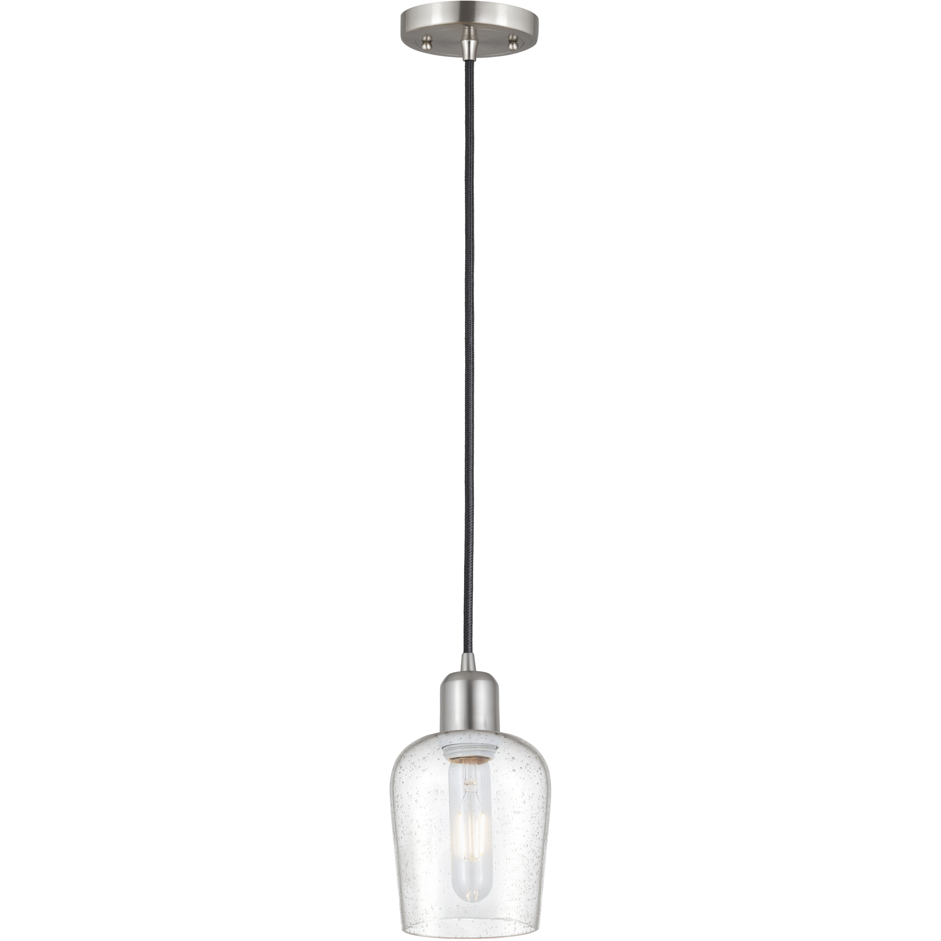 Remy 1 Light 5.25 inch Brushed Satin Nickel Mini Pendant Ceiling Light in Seedy Glass