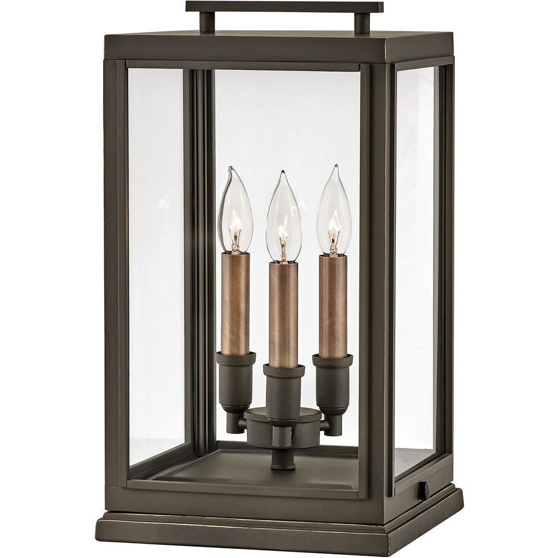 Sutcliffe 3 Light 18 inch Oil Rubbed Bronze with Antique Copper Outdoor Pier Mount Lantern in Non-LED