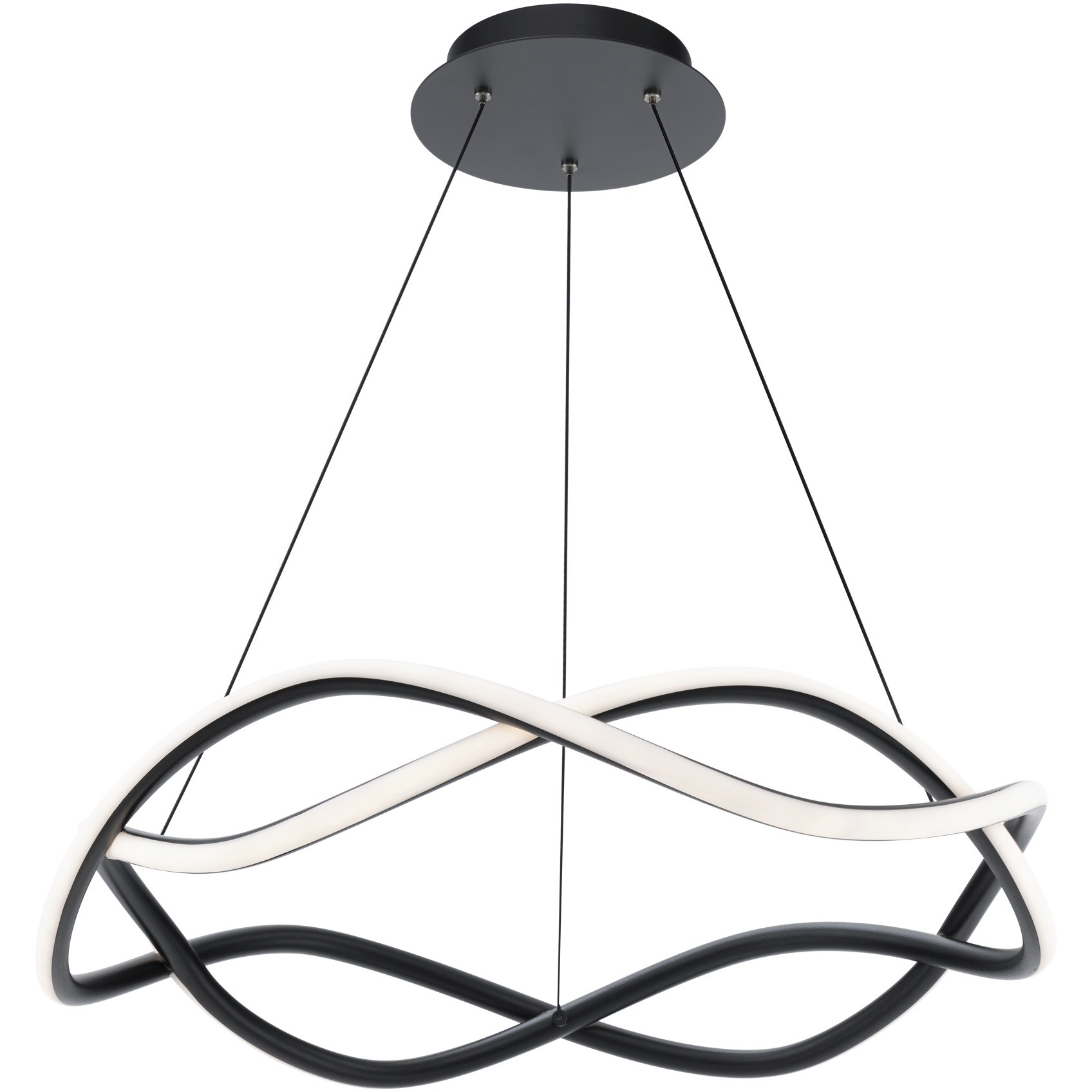Swerve LED 26 inch Black Chandelier Ceiling Light in 3500K, dweLED