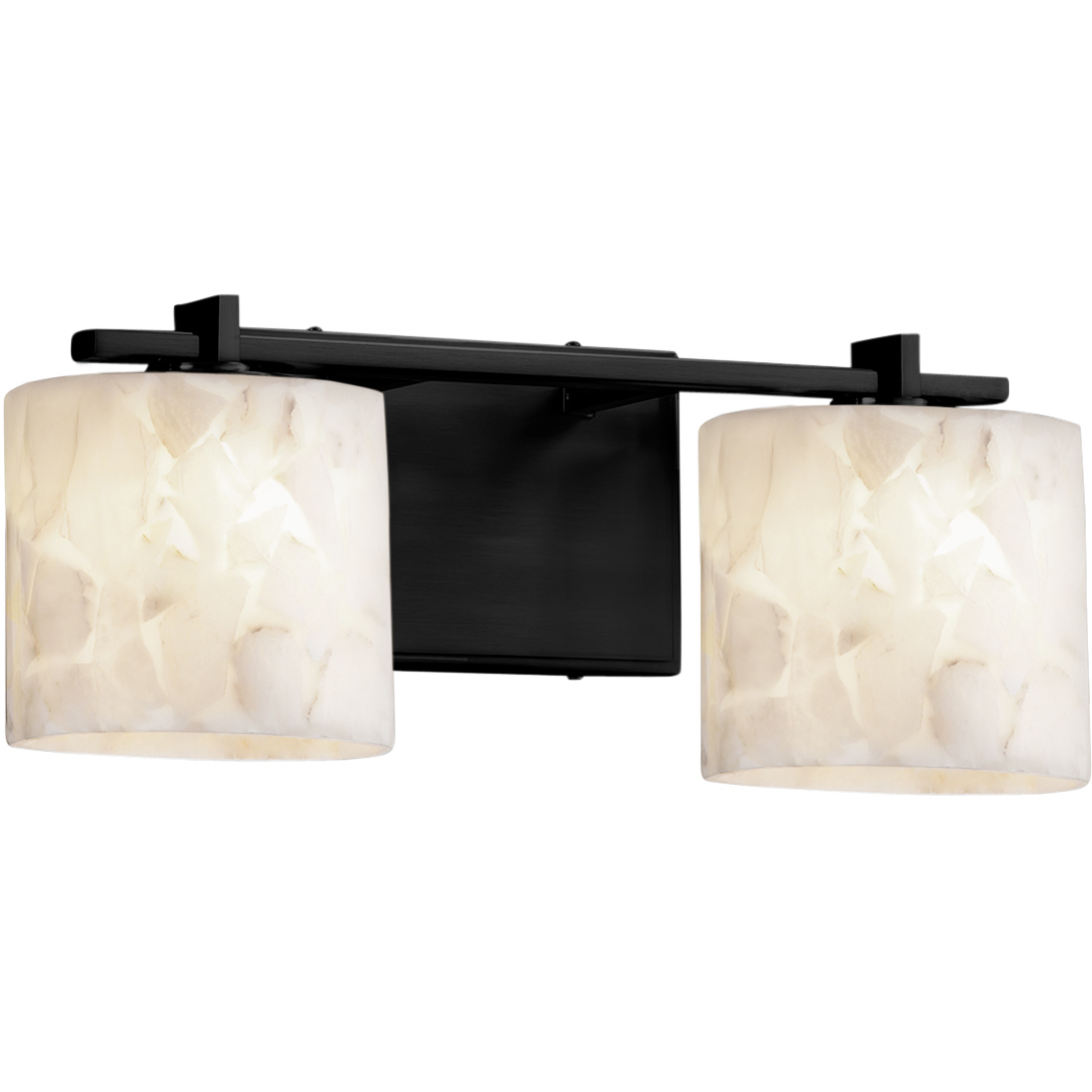 Alabaster Rocks 2 Light 16.5 inch Matte Black Bath Bar Wall Light in LED, Oval, Oval