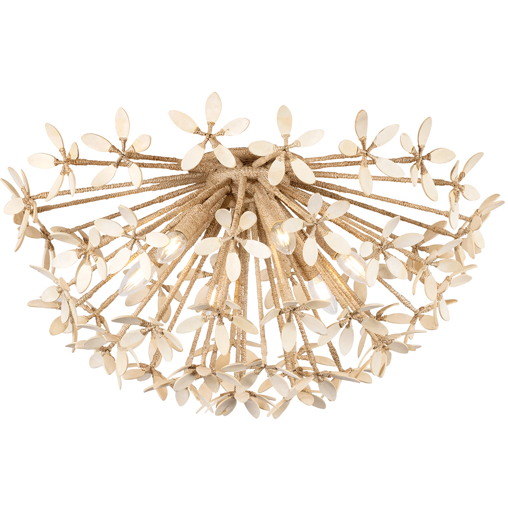 Corfu 6 Light 30 inch Ivory Coco Semi Flush Ceiling Light