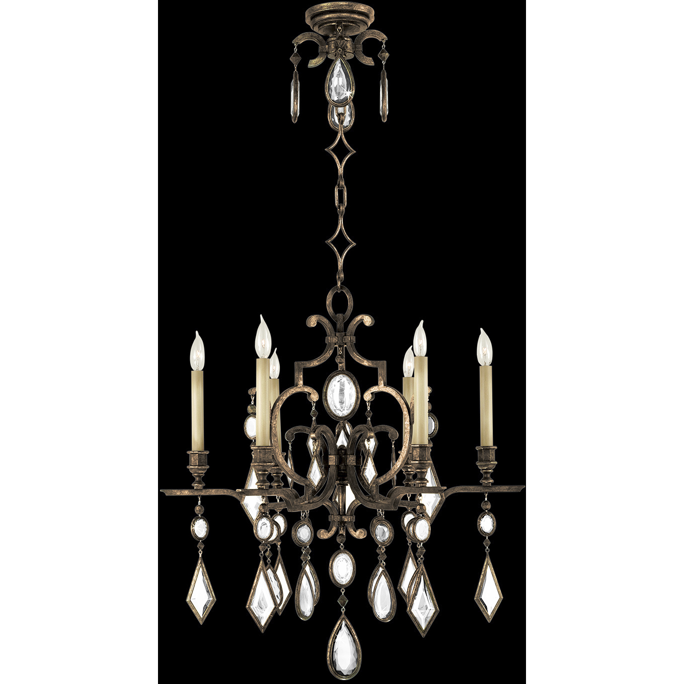 Encased Gems 6 Light 29 inch Bronze Chandelier Ceiling Light in Clear Crystal