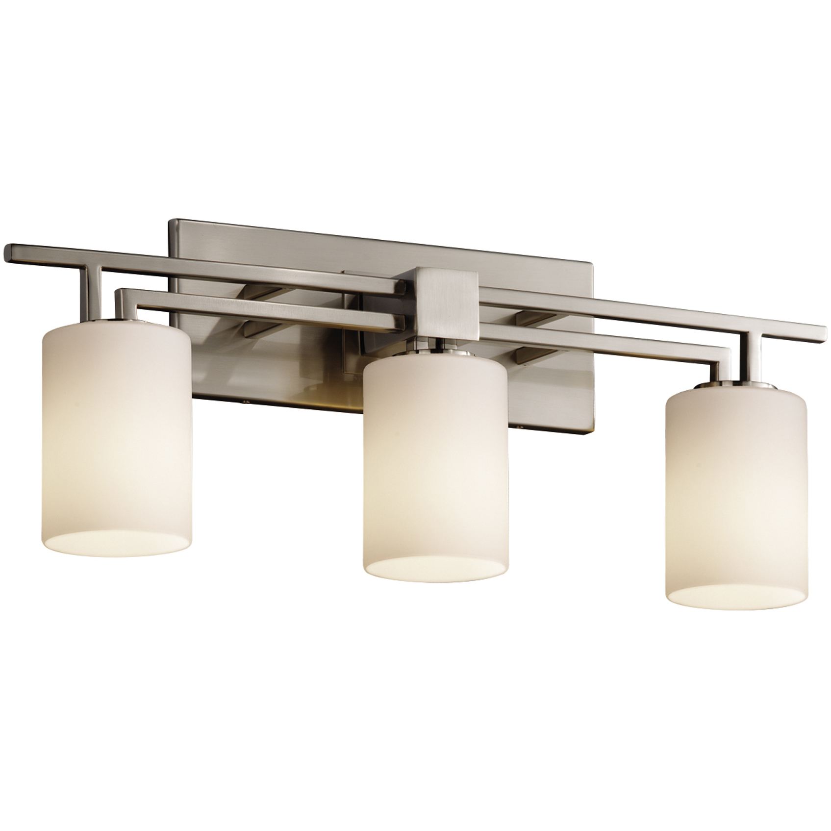 Fusion LED 26 inch Brushed Nickel Bath Bar Wall Light in 2100 Lm LED, Cylinder with Flat Rim, Opal Fusion, Aero