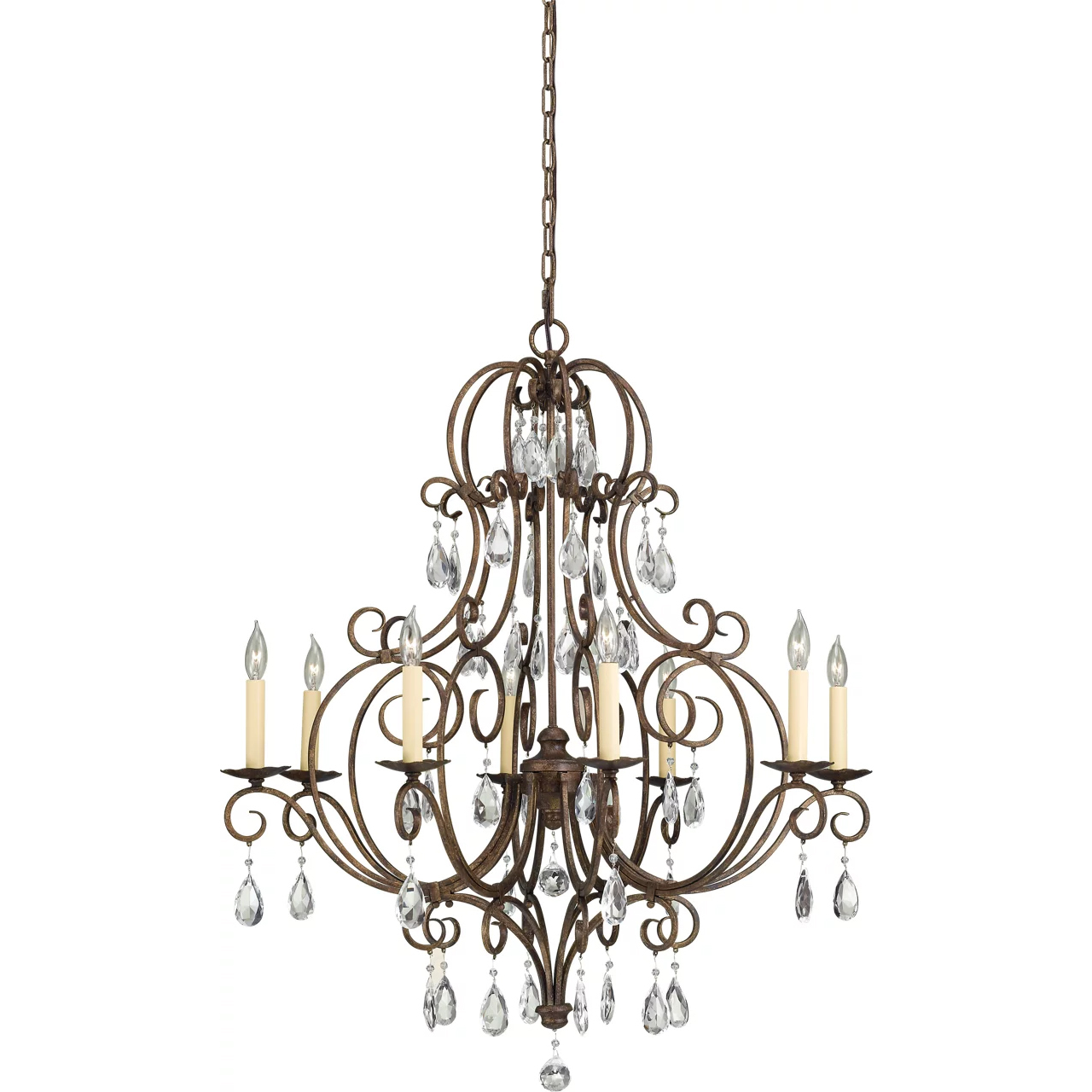 Chateau 8 Light 32 inch Mocha Bronze Chandelier Ceiling Light, Medium