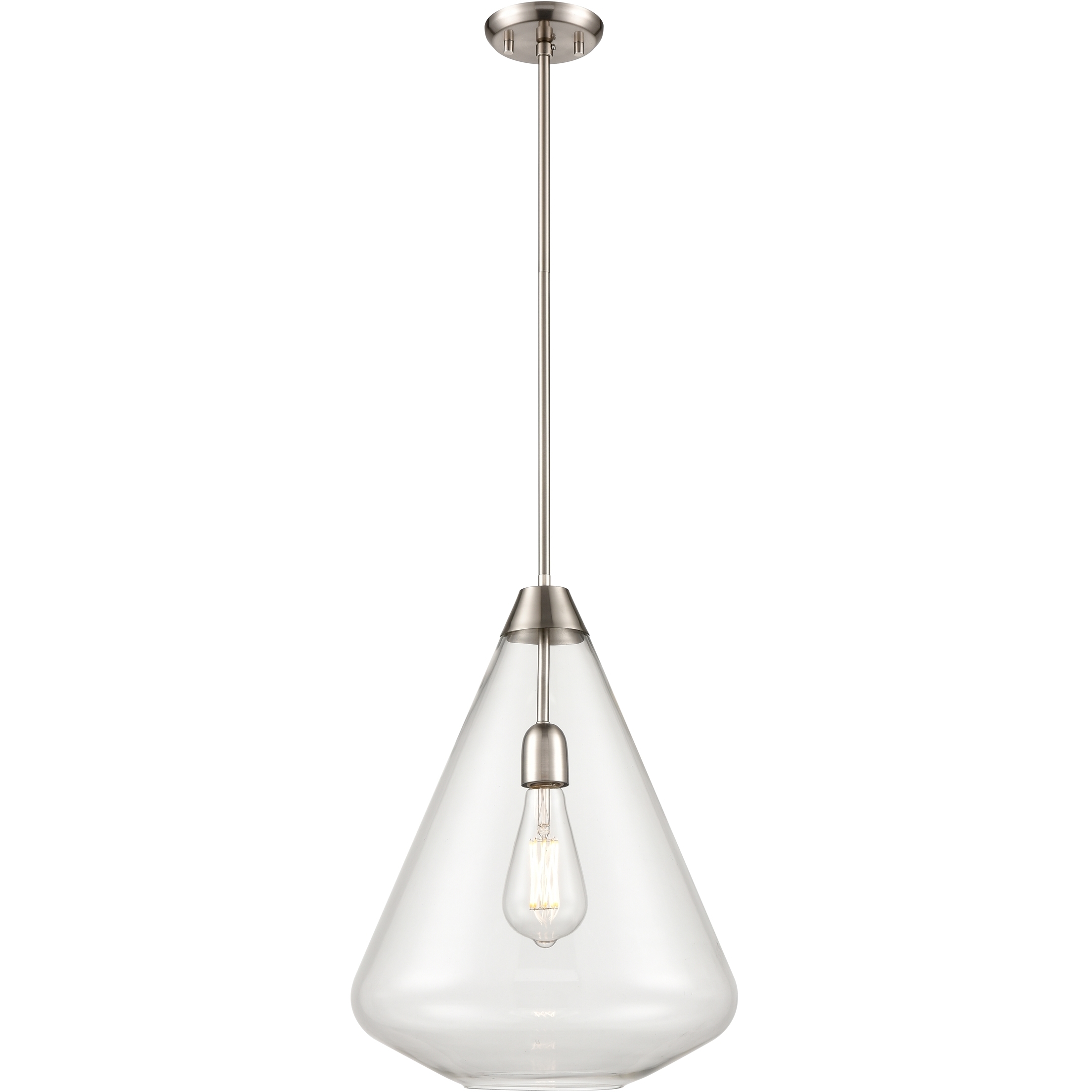 St. Julian 1 Light Satin Nickel Pendant Ceiling Light in Clear Glass