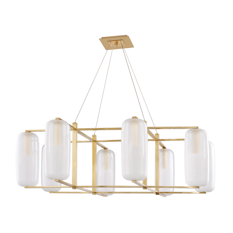 Pebble 8 Light 48 inch Aged Brass Chandelier Ceiling Light