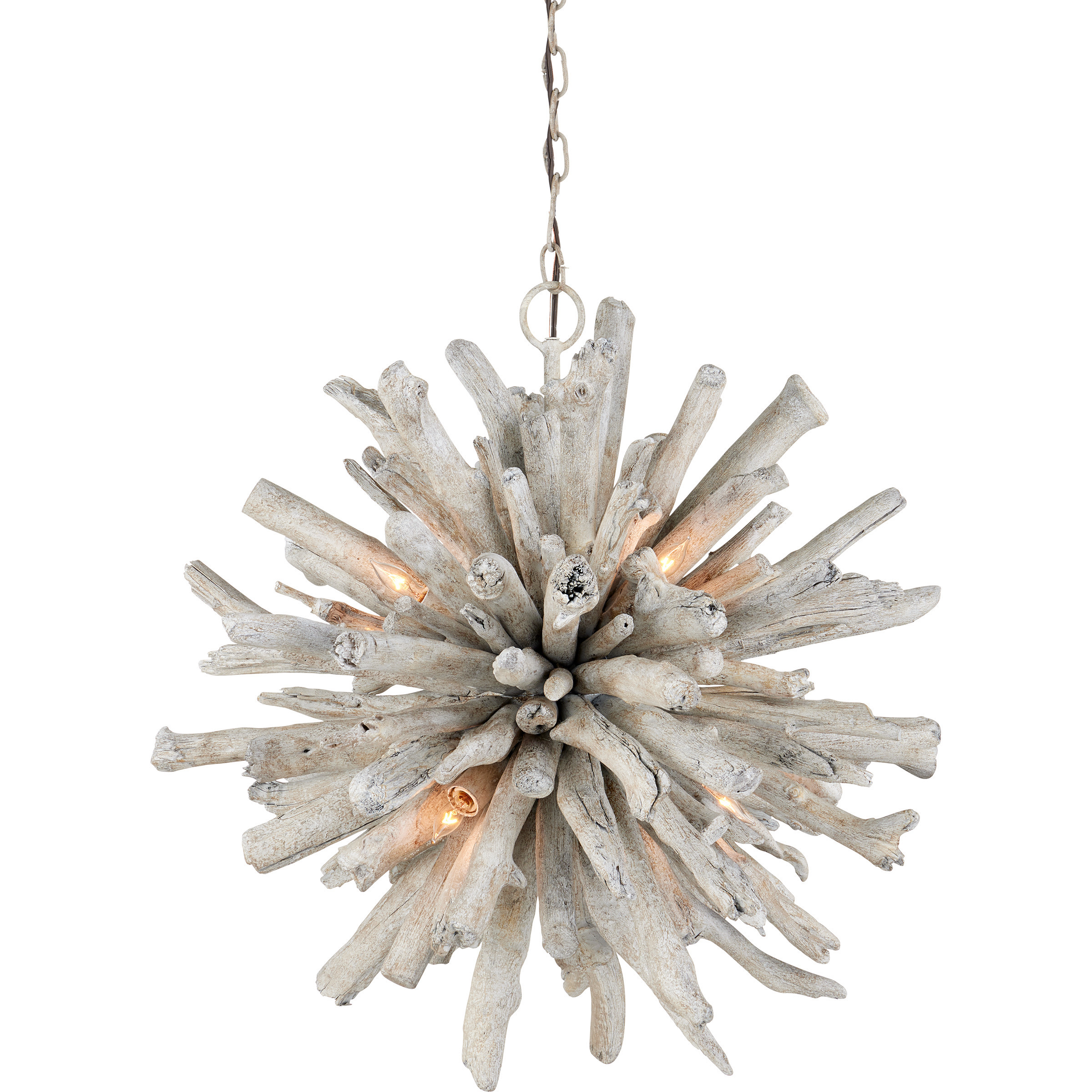 Kuka 6 Light 25 inch Whitewash Pendant Ceiling Light, Marjorie Skouras Collection