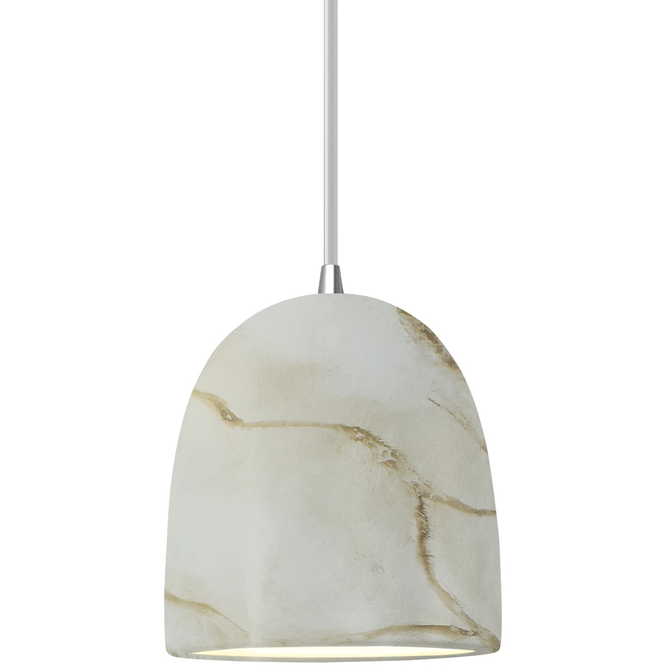 Radiance Collection LED 9 inch Polished Chrome and Carrara Marble and White Pendant Ceiling Light