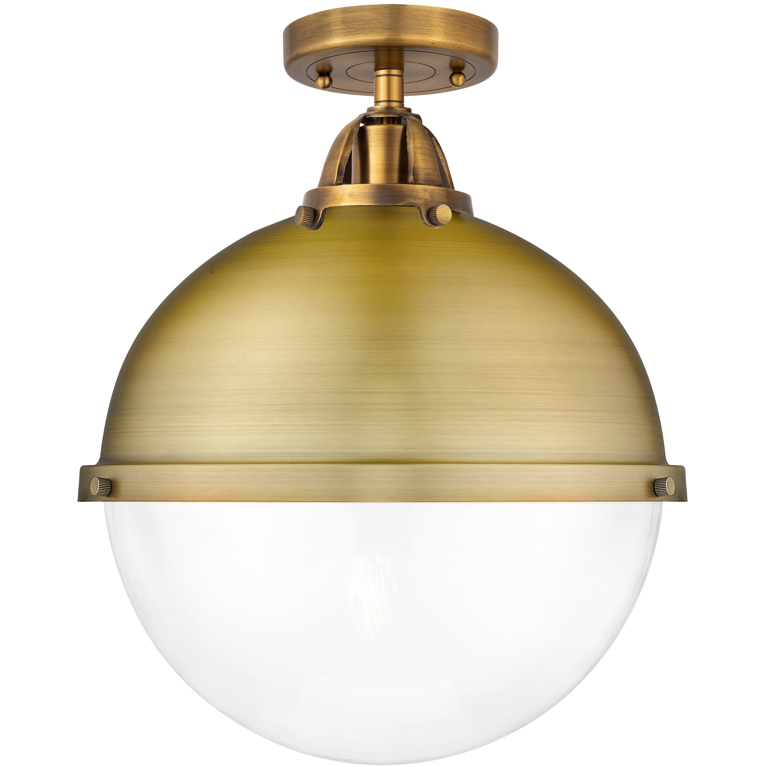 Nouveau 2 Hampden 1 Light 12.88 inch Brushed Brass Semi-Flush Mount Ceiling Light in Clear Glass