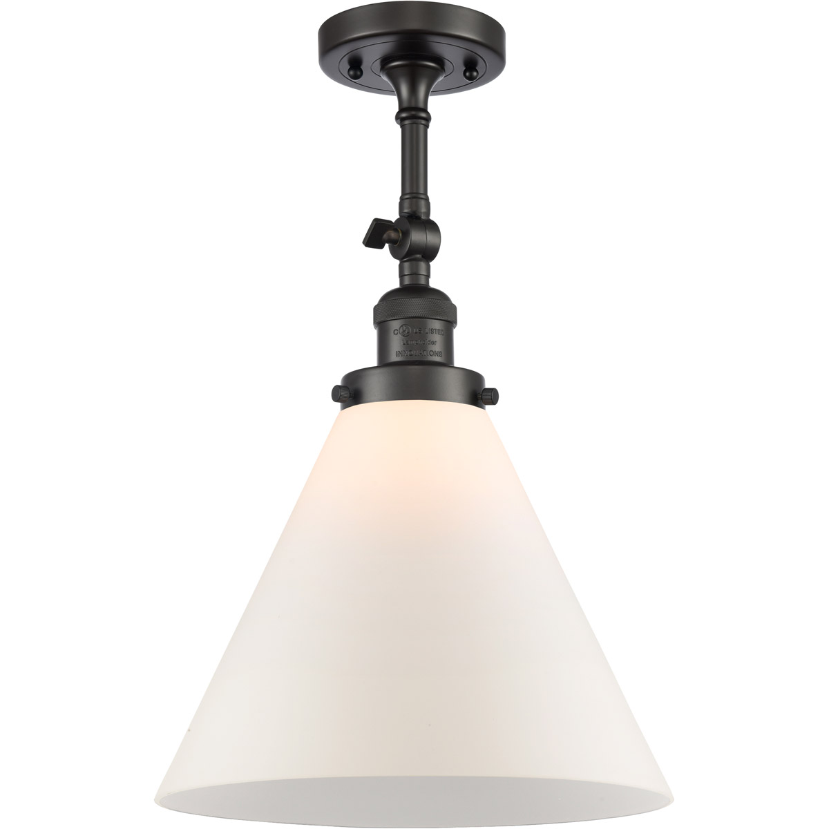 Franklin Restoration X-Large Cone 1 Light 12 inch Oil Rubbed Bronze Semi-Flush Mount Ceiling Light in Matte White Glass, Franklin Restoration